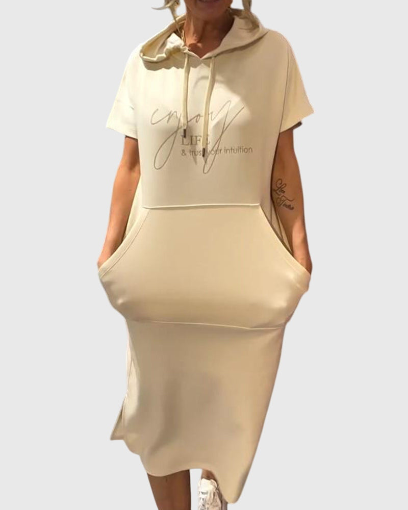 Stella – Short Sleeve Midi Hoodie Dress
