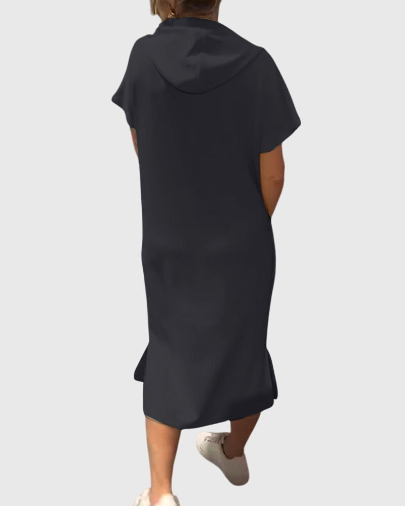 Stella – Short Sleeve Midi Hoodie Dress