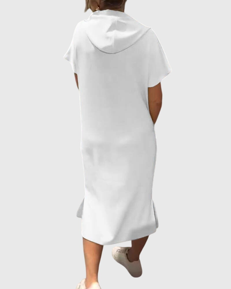 Stella – Short Sleeve Midi Hoodie Dress