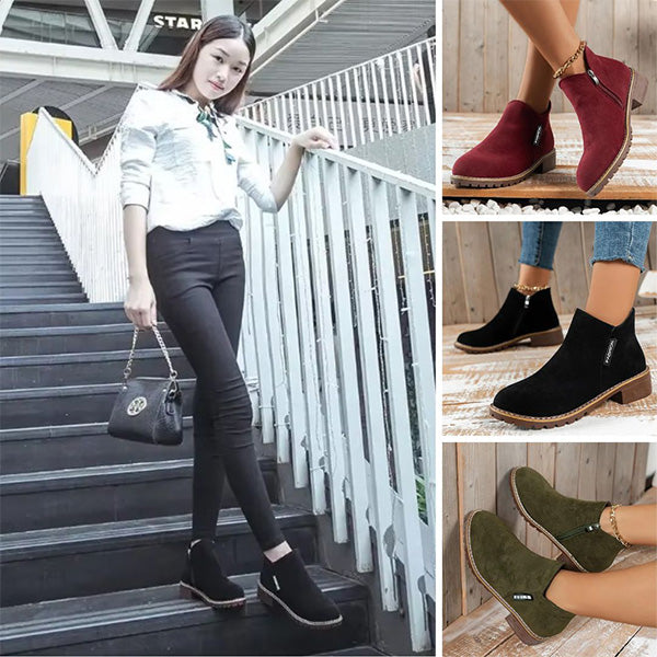 Athena – Suede Side Zip Ankle Boots