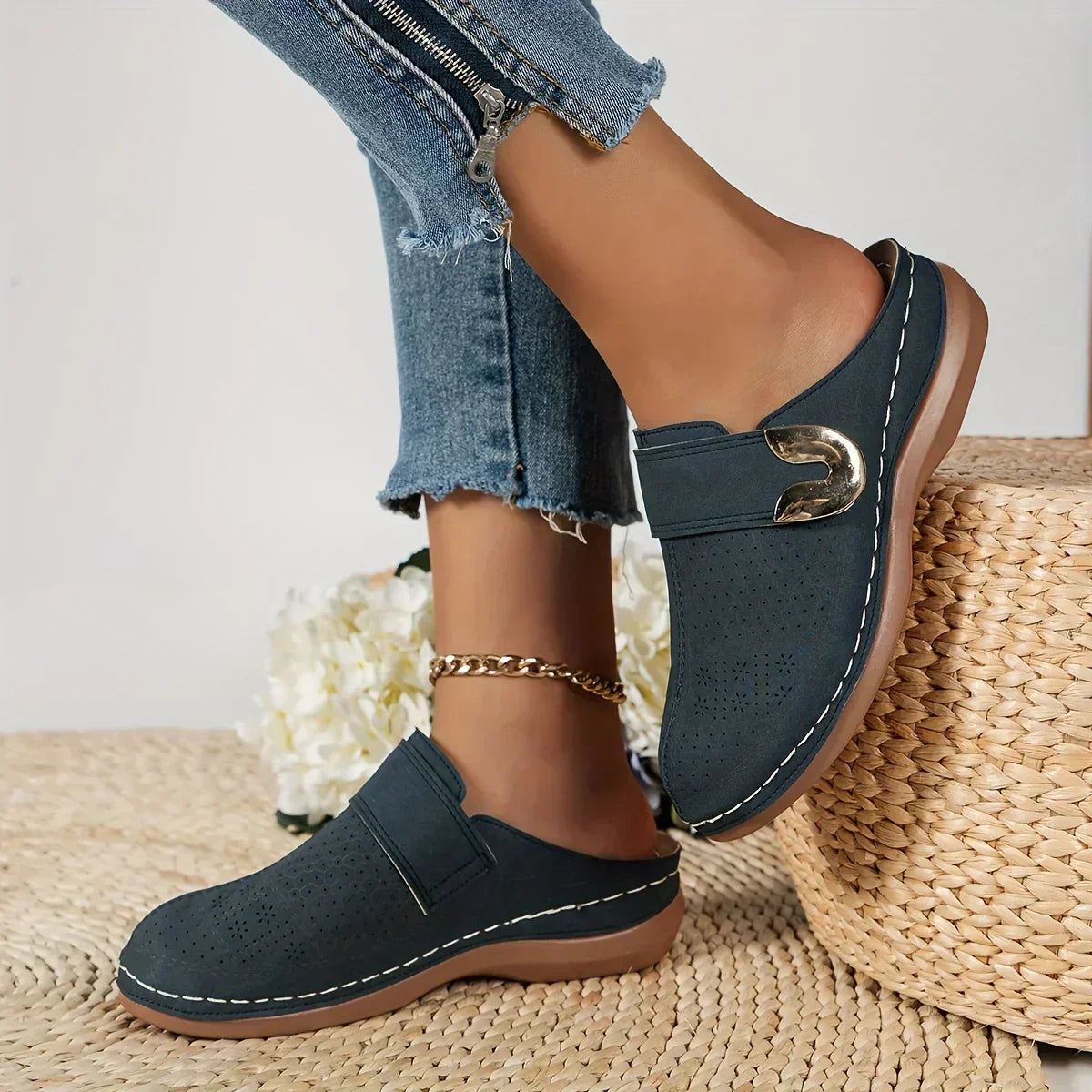 Andrea – Cutout Closed Toe Wedge Sandals