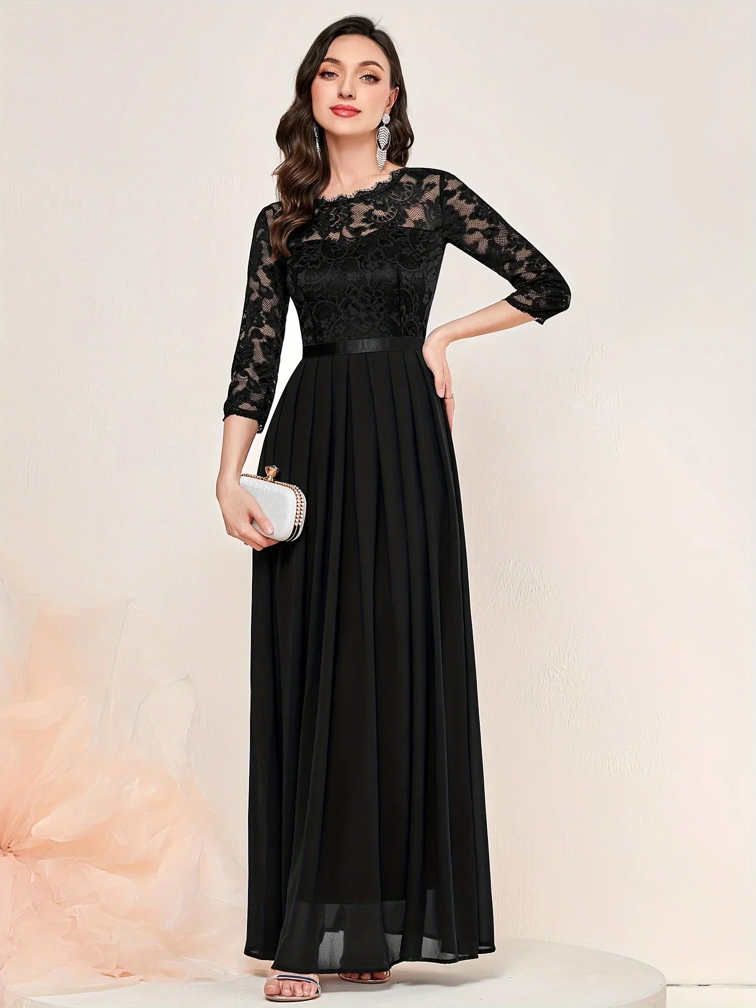 Harmony – Lace Chiffon Formal Maxi Dress