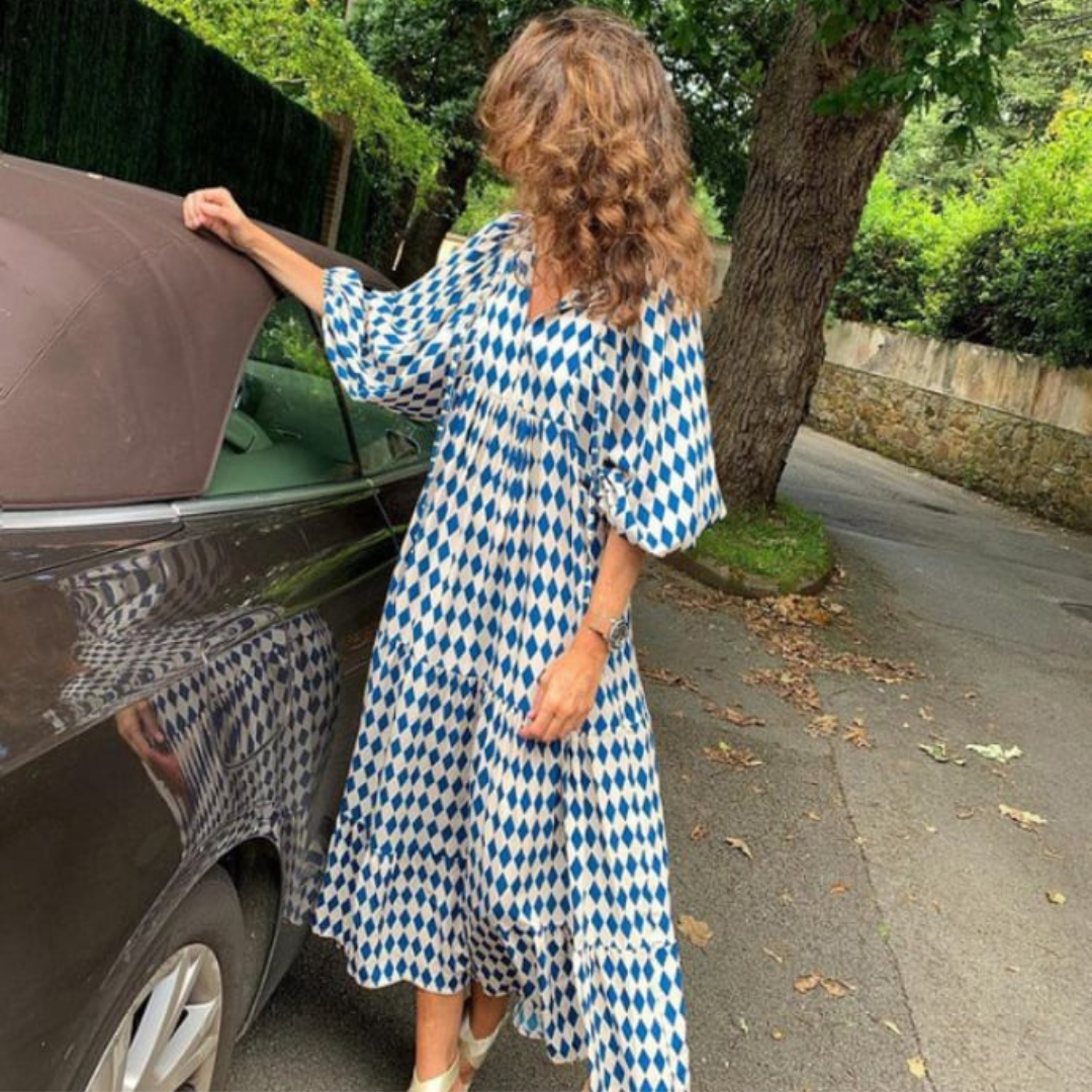 Cara – Ditsy Floral Puff Sleeve Boho Midi Dress