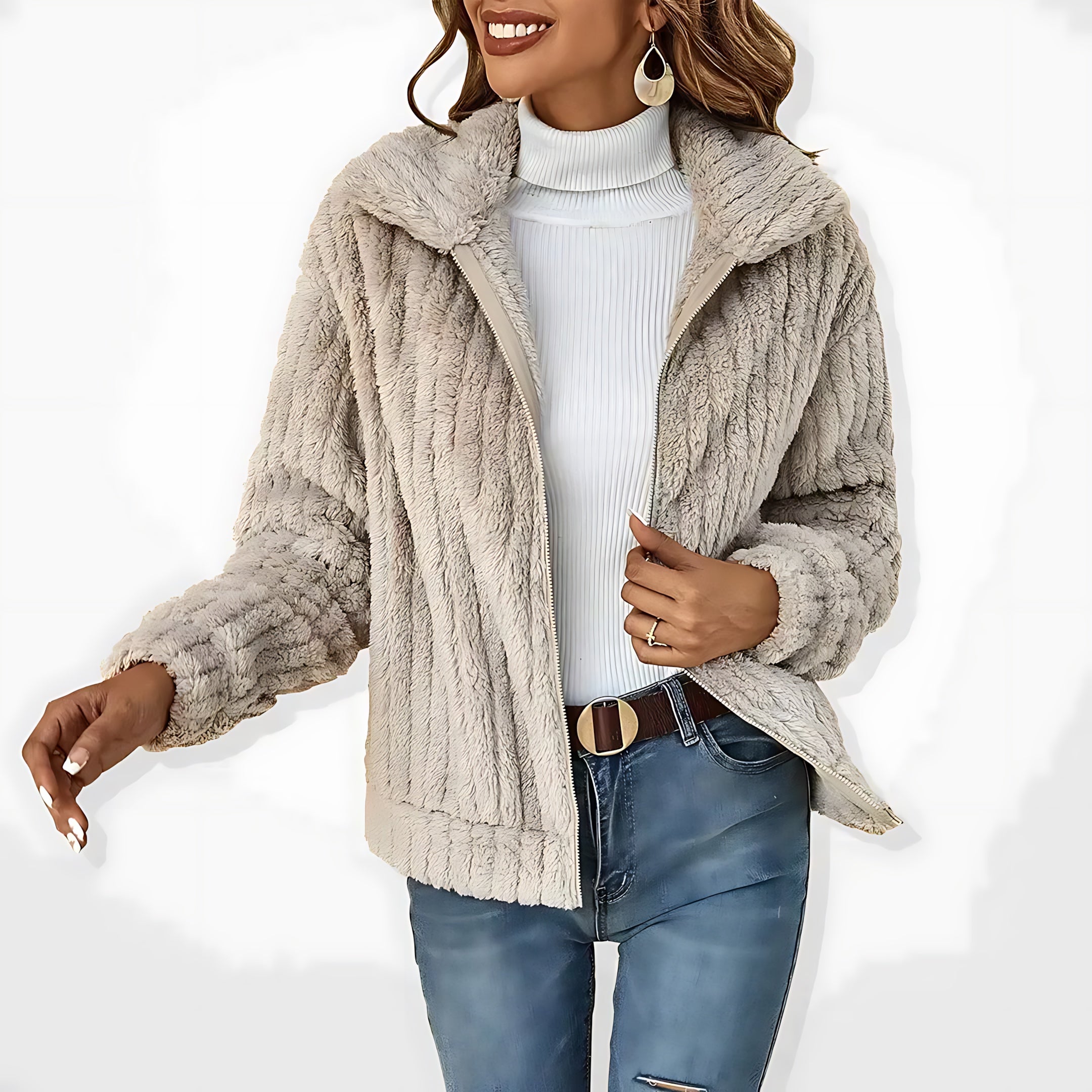 Abigail – Plush Teddy Zip Up Jacket