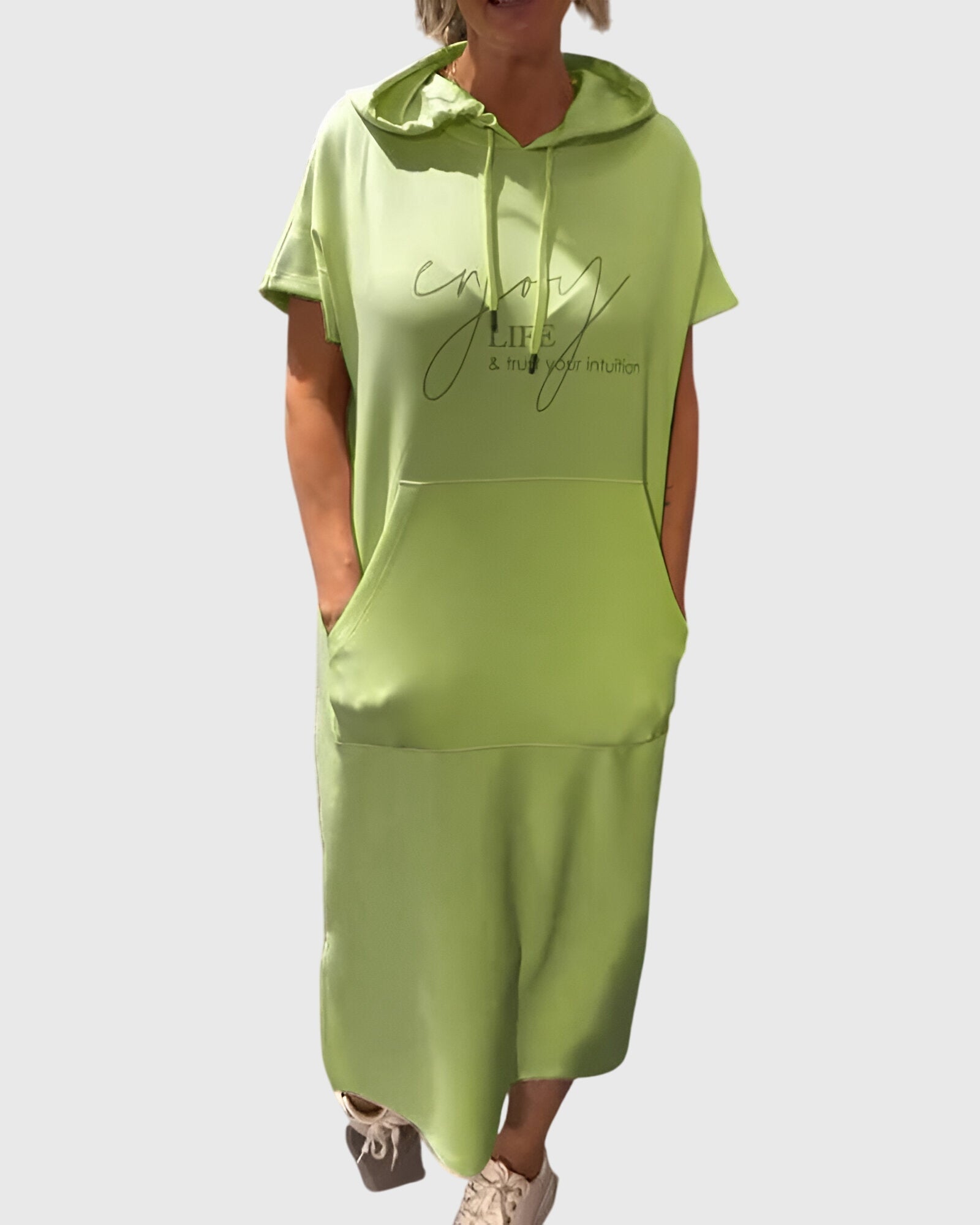 Stella – Short Sleeve Midi Hoodie Dress