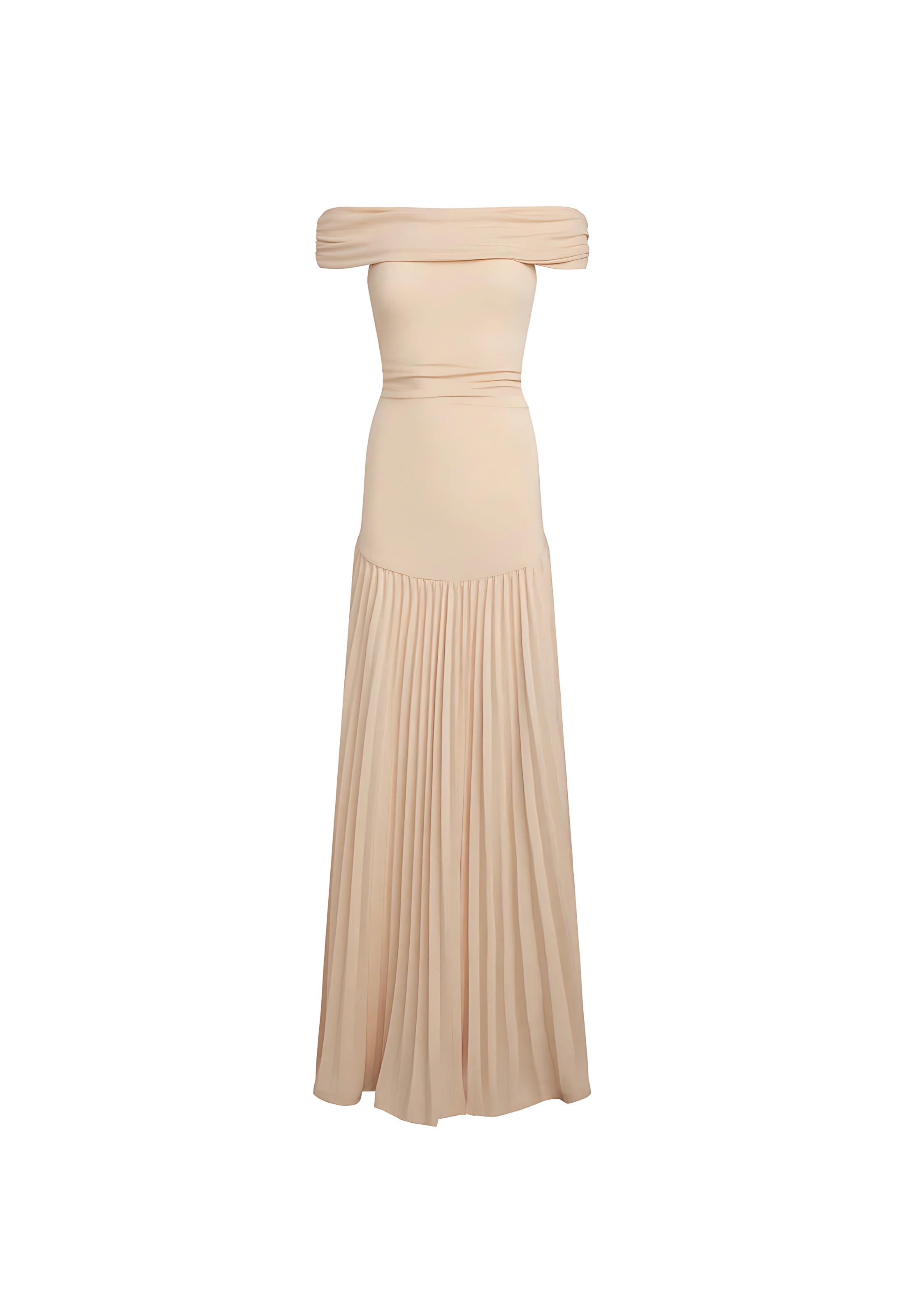 Amara – Off Shoulder Pleated Evening Maxi Dress