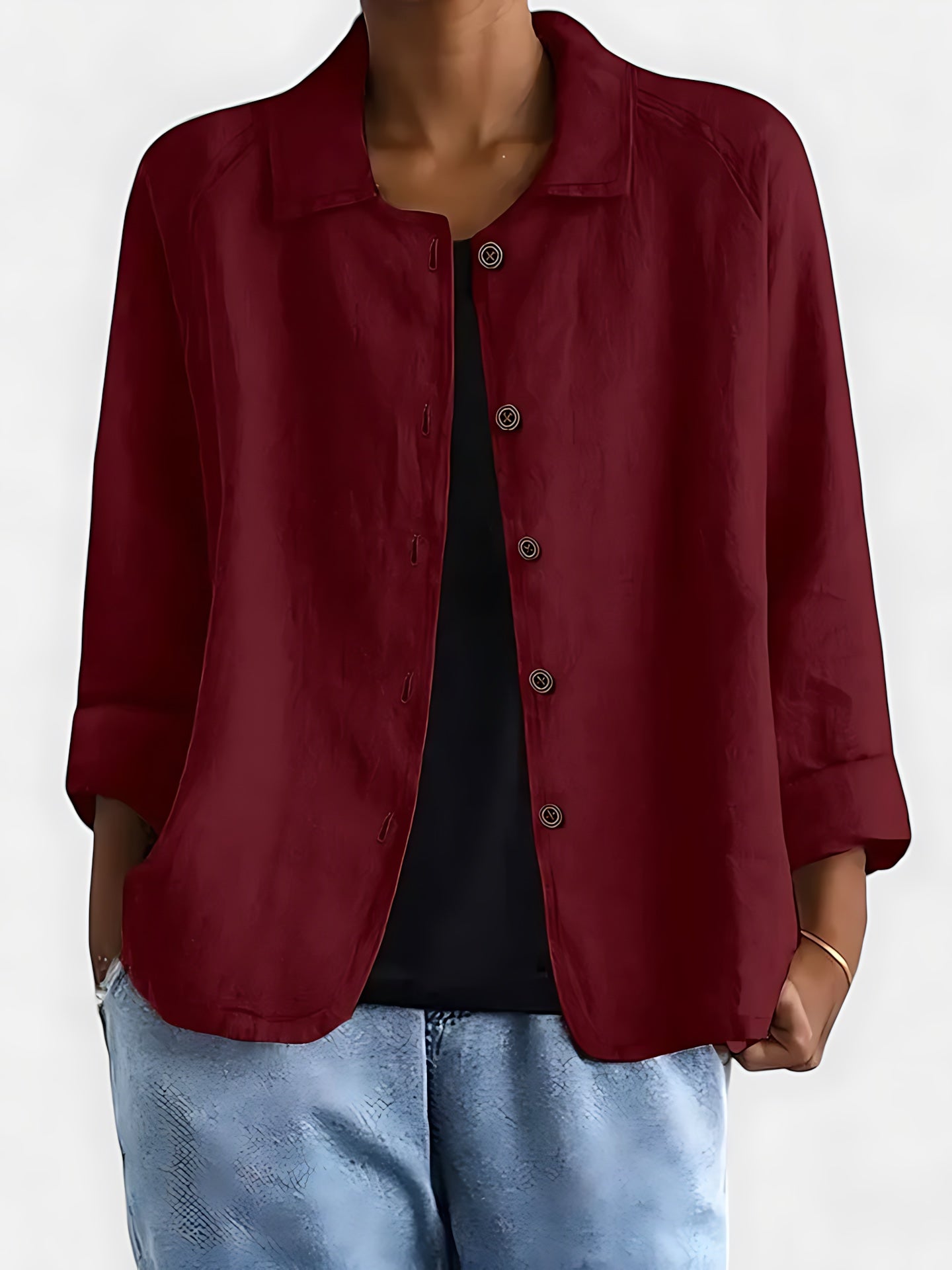 Amber – Relaxed Fit Collared Button Up Shirt
