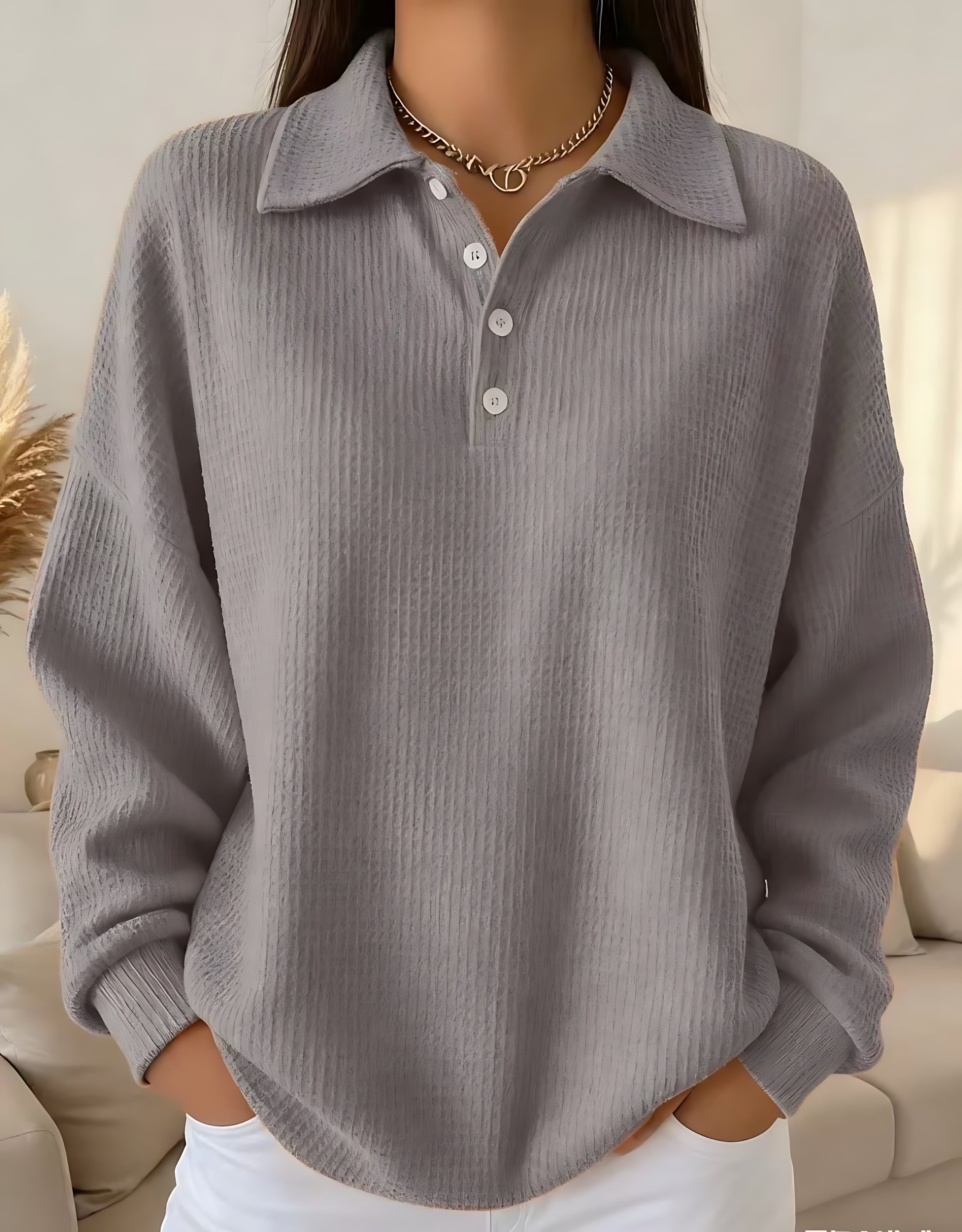 Audrey – Polo Collar Knit Sweater