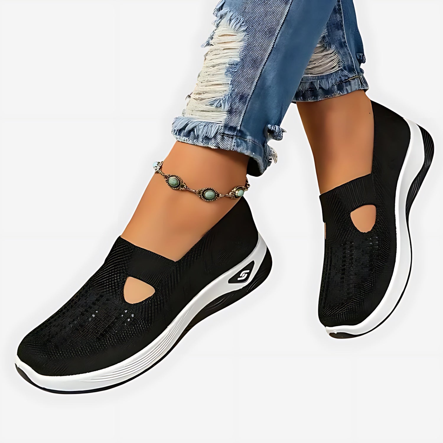 Autumn – Glitter Mesh Slip On Walking Sneakers