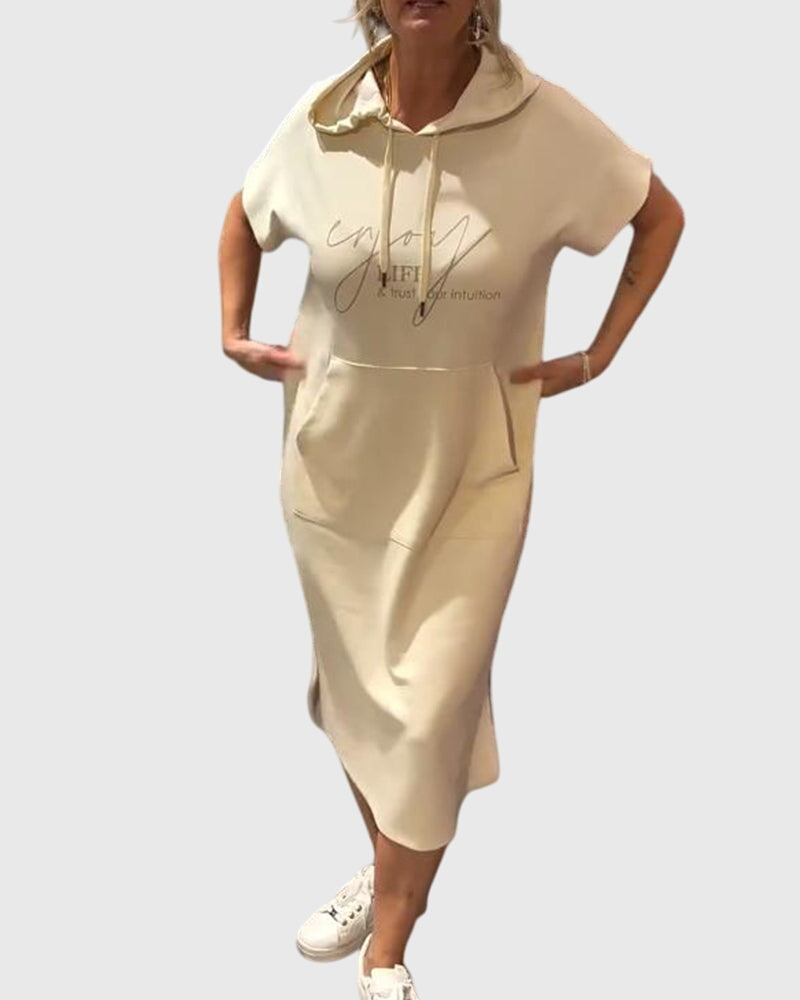 Stella – Short Sleeve Midi Hoodie Dress
