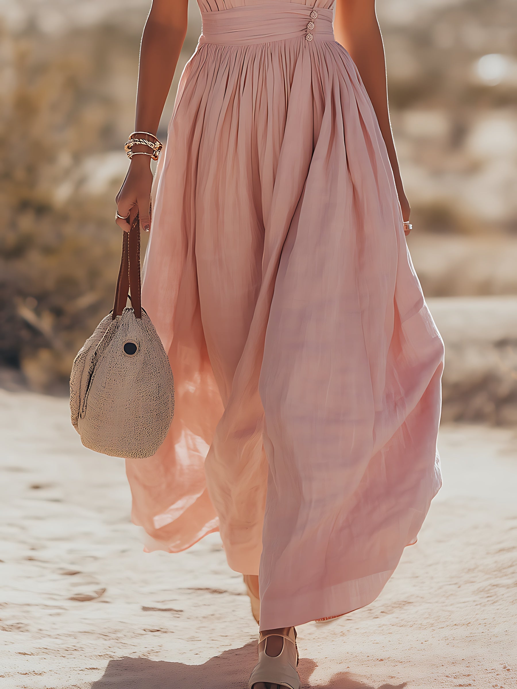 Bethany – Halter Neck Flowy Summer Maxi Dress