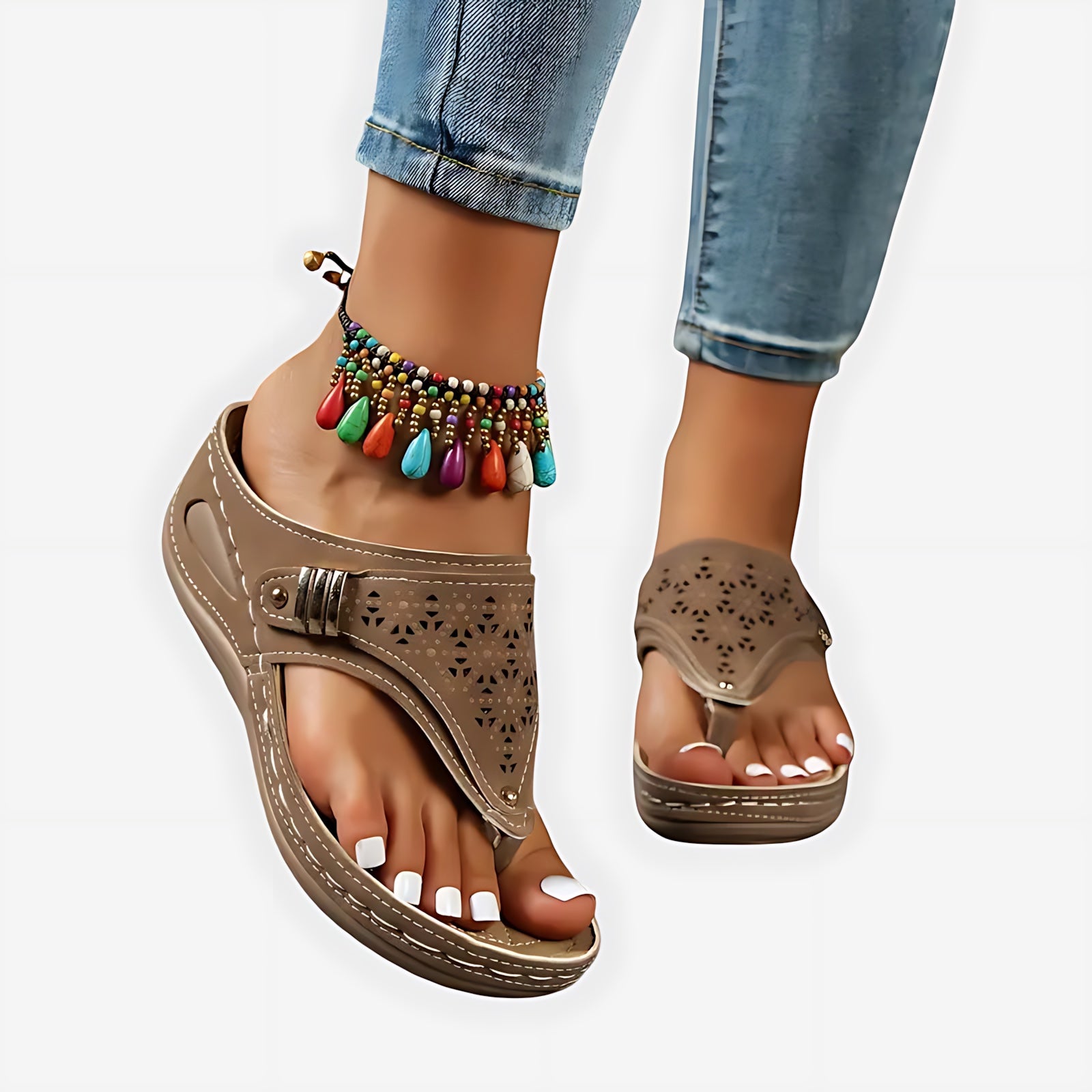 Brooke – Suede Wedge Slide Sandals