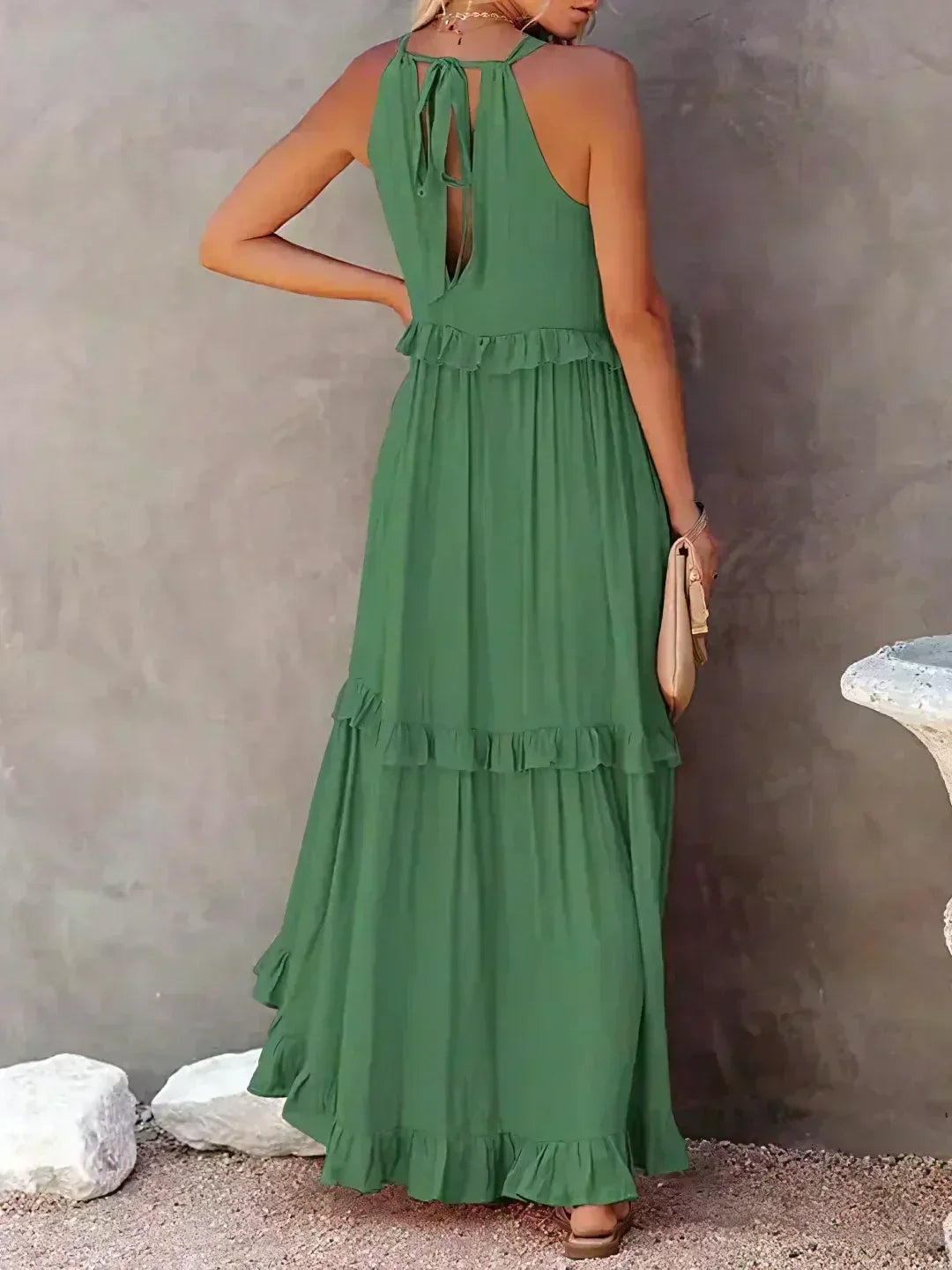 Veronica – High Neck Tiered Ruffle Summer Maxi Dress