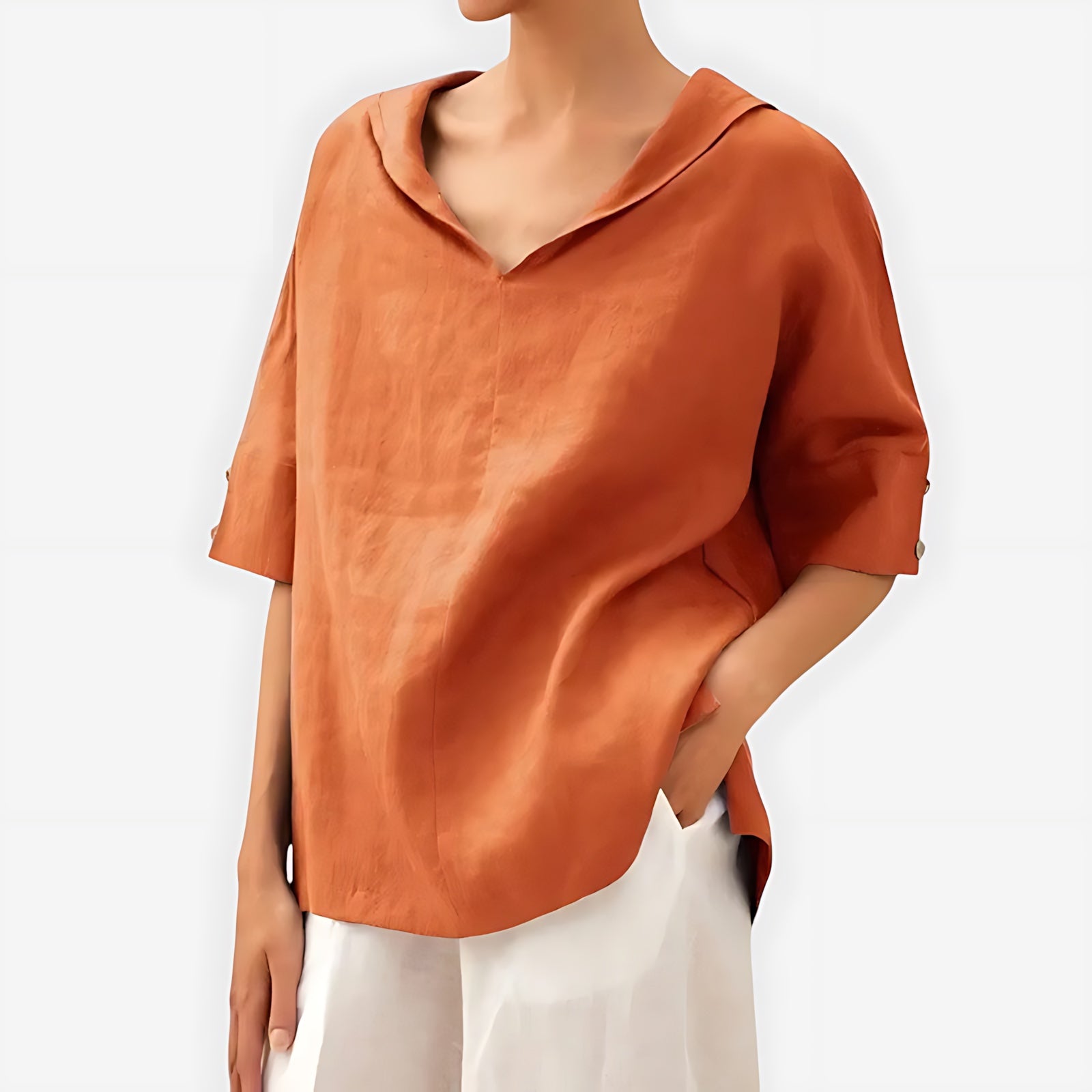 Cara – Notch Neck Short Sleeve Blouse