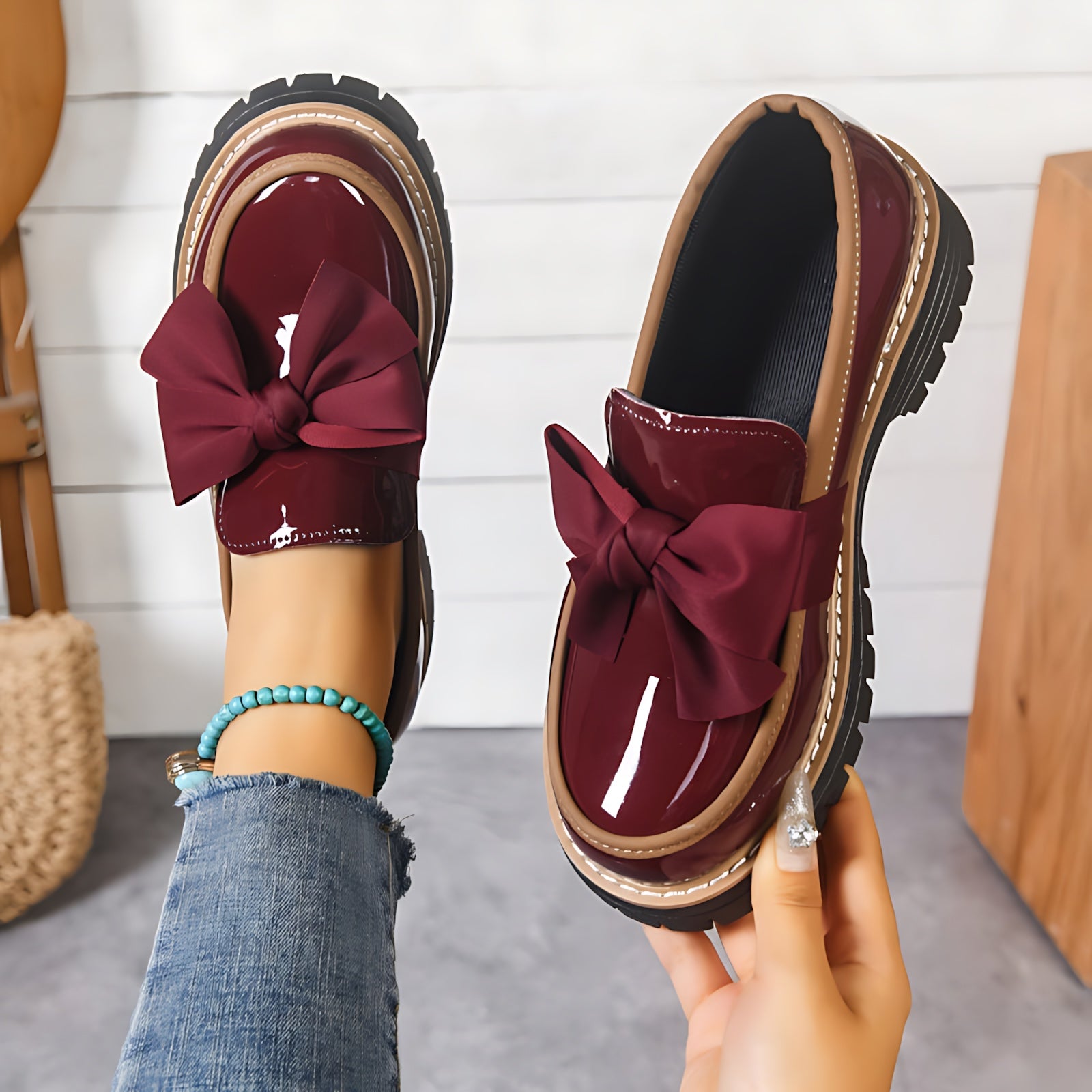 Charlie – Patent Bow Platform Loafers