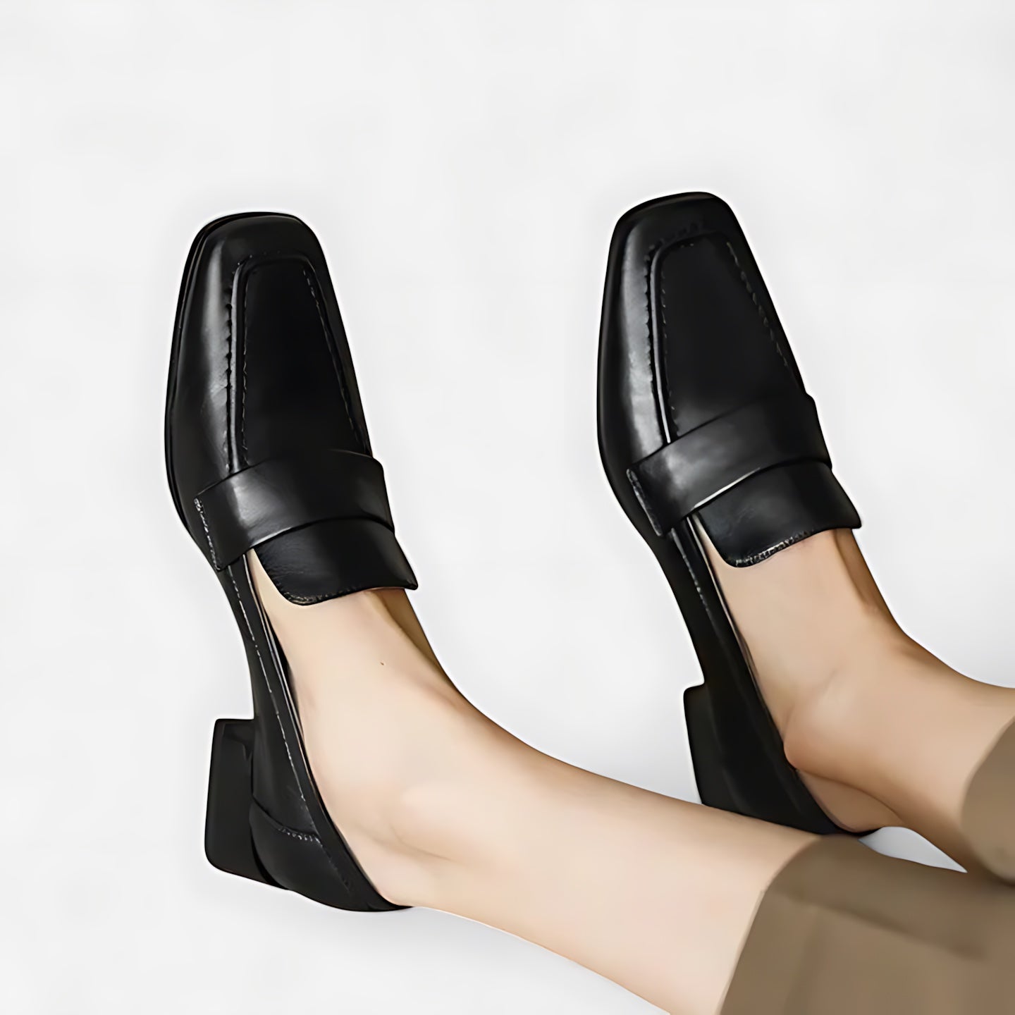 Daisy – Faux Leather Block Heel Loafers