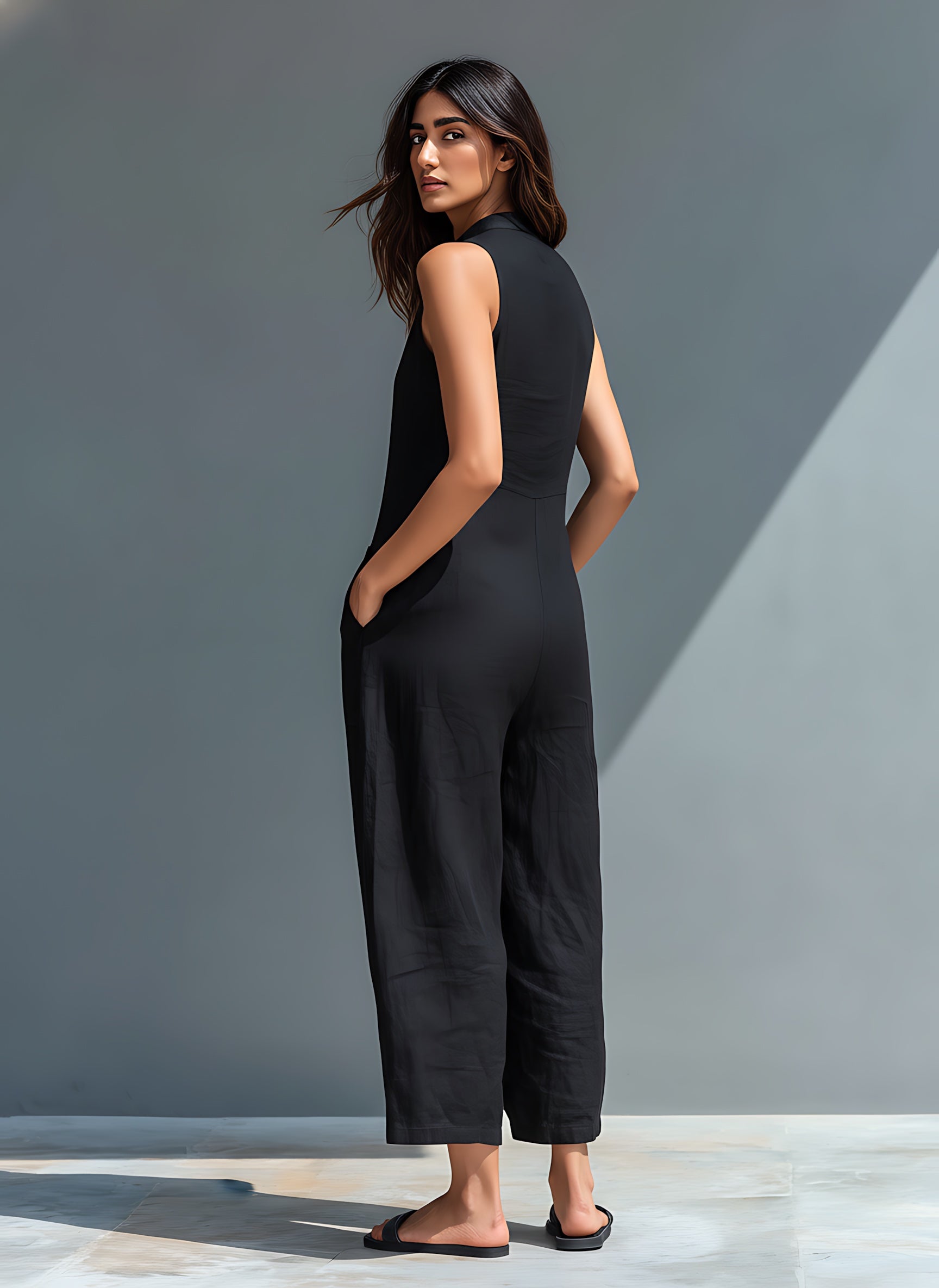 Daniela – Collared Loose Fit Wide Leg Jumpsuit