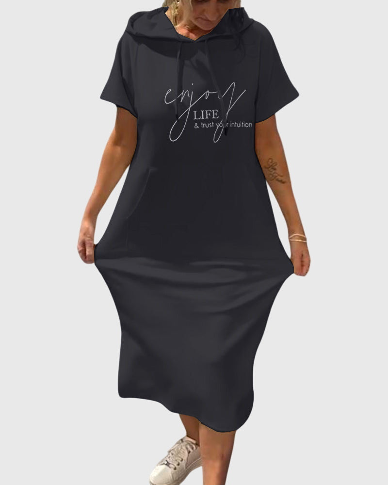 Stella – Short Sleeve Midi Hoodie Dress