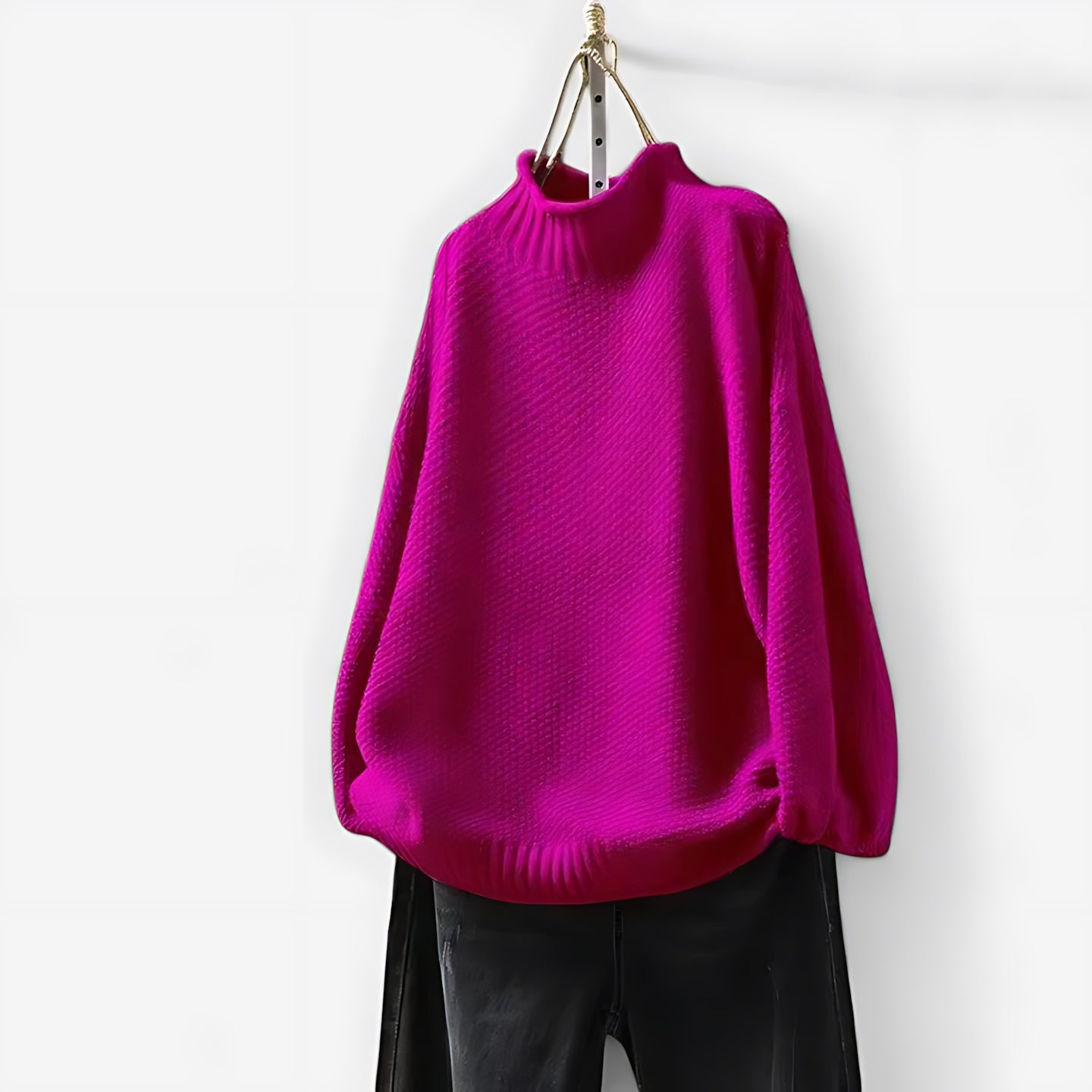 Ellie – Mock Neck Draped Knit Sweater