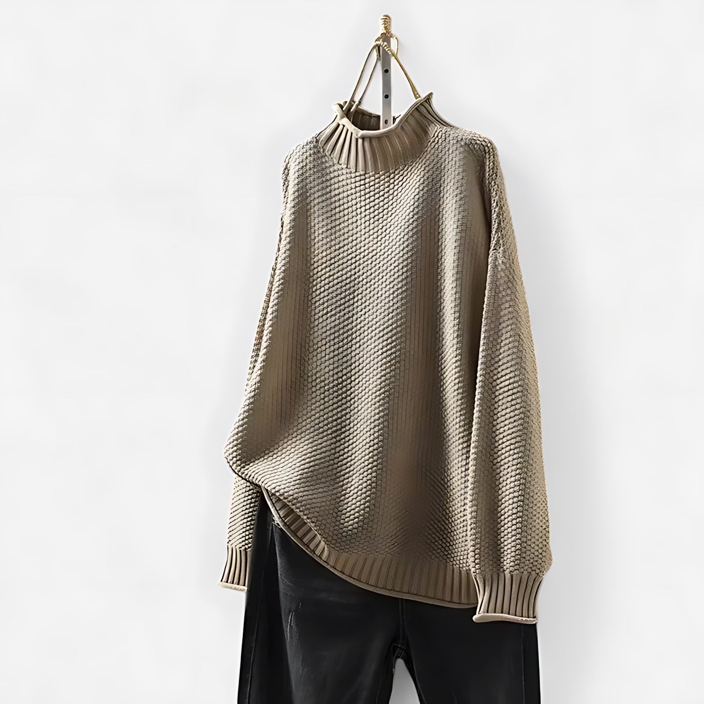 Ellie – Mock Neck Draped Knit Sweater