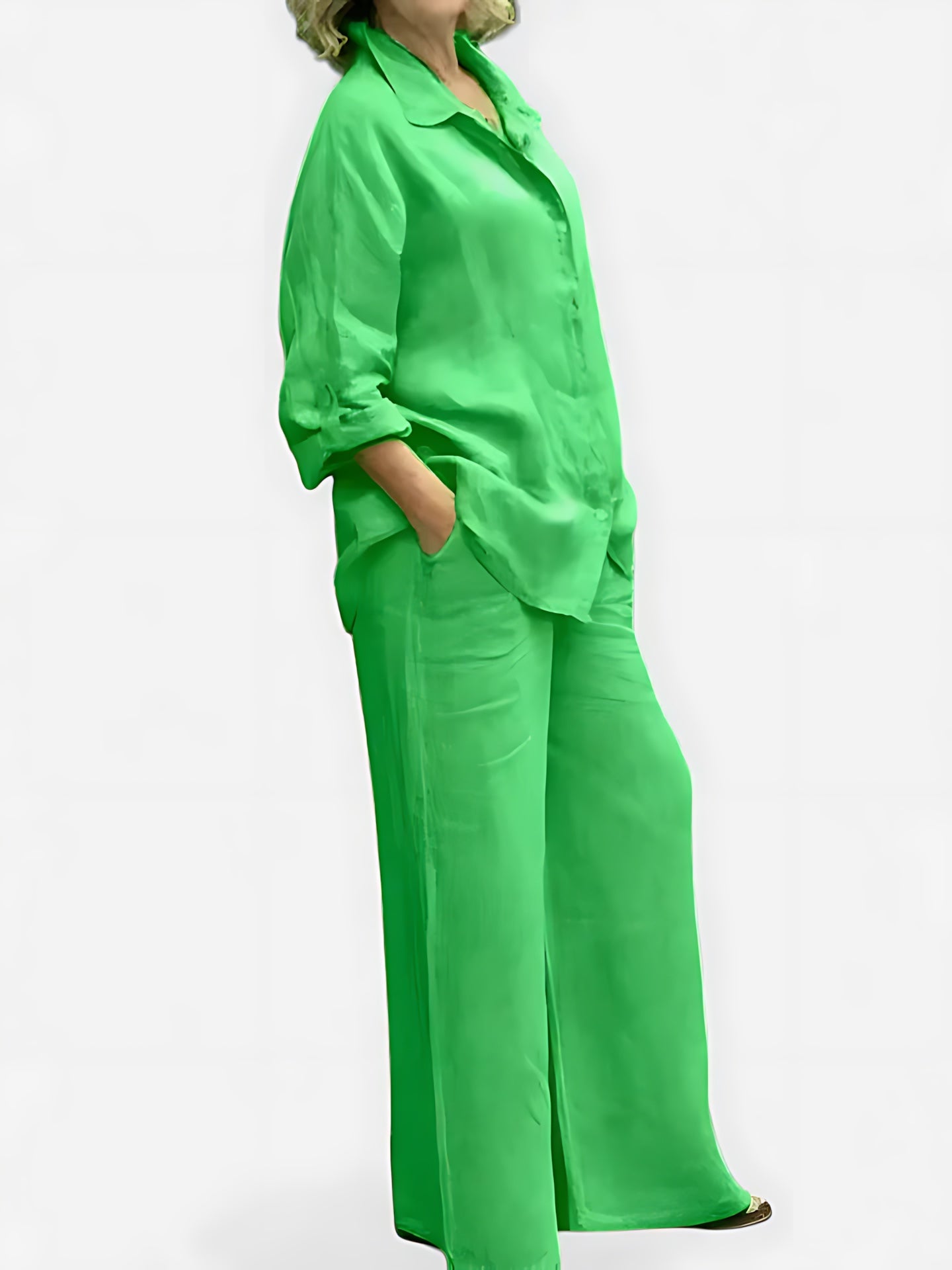 Felicity – Button Up Shirt And Wide Leg Pants Set