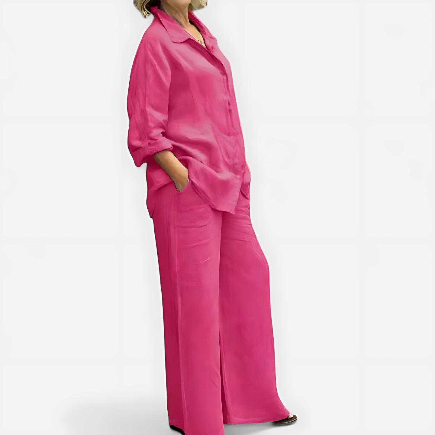 Felicity – Button Up Shirt And Wide Leg Pants Set
