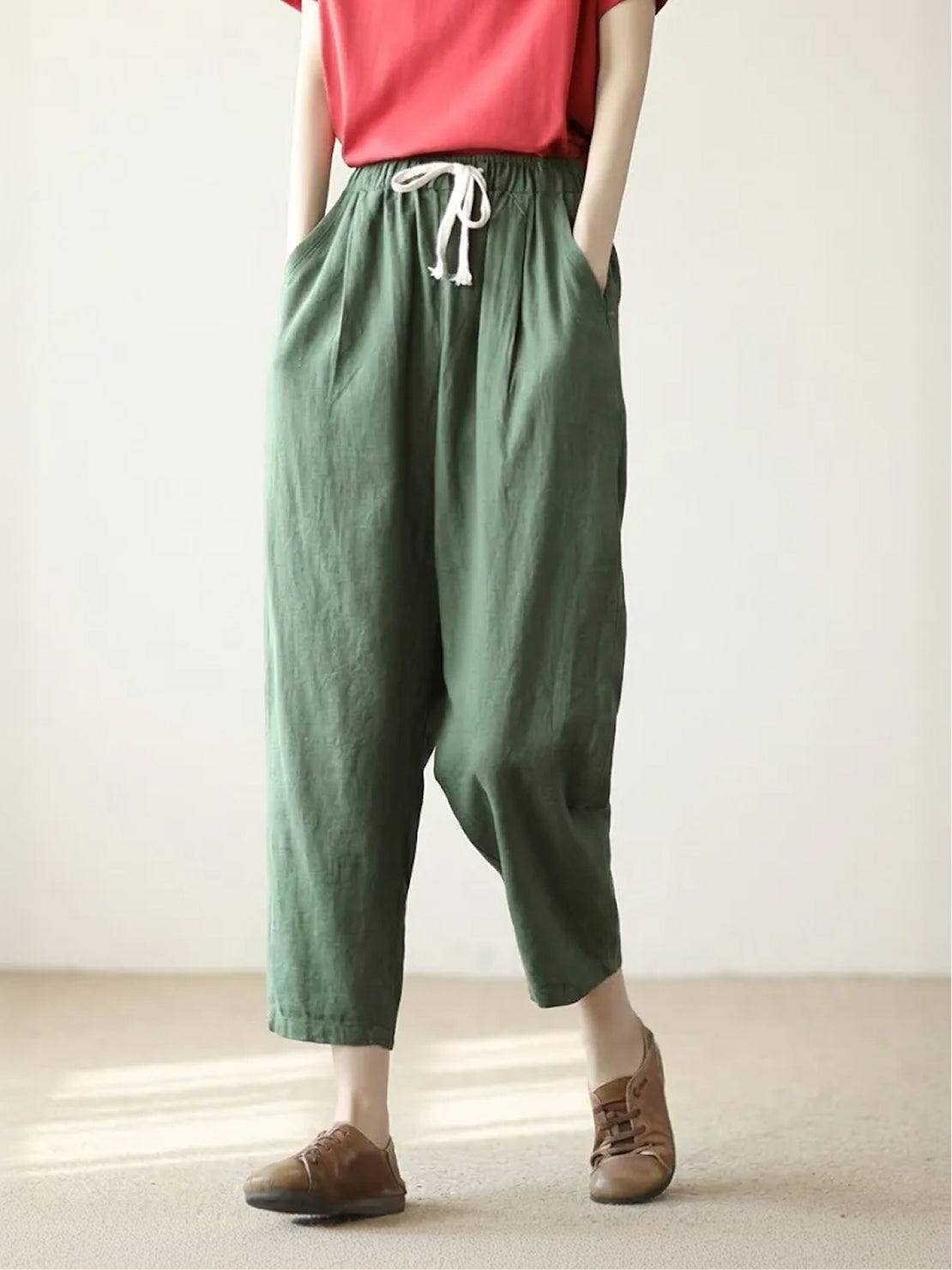 Anna – Elastic Waist Cropped Tapered Pants