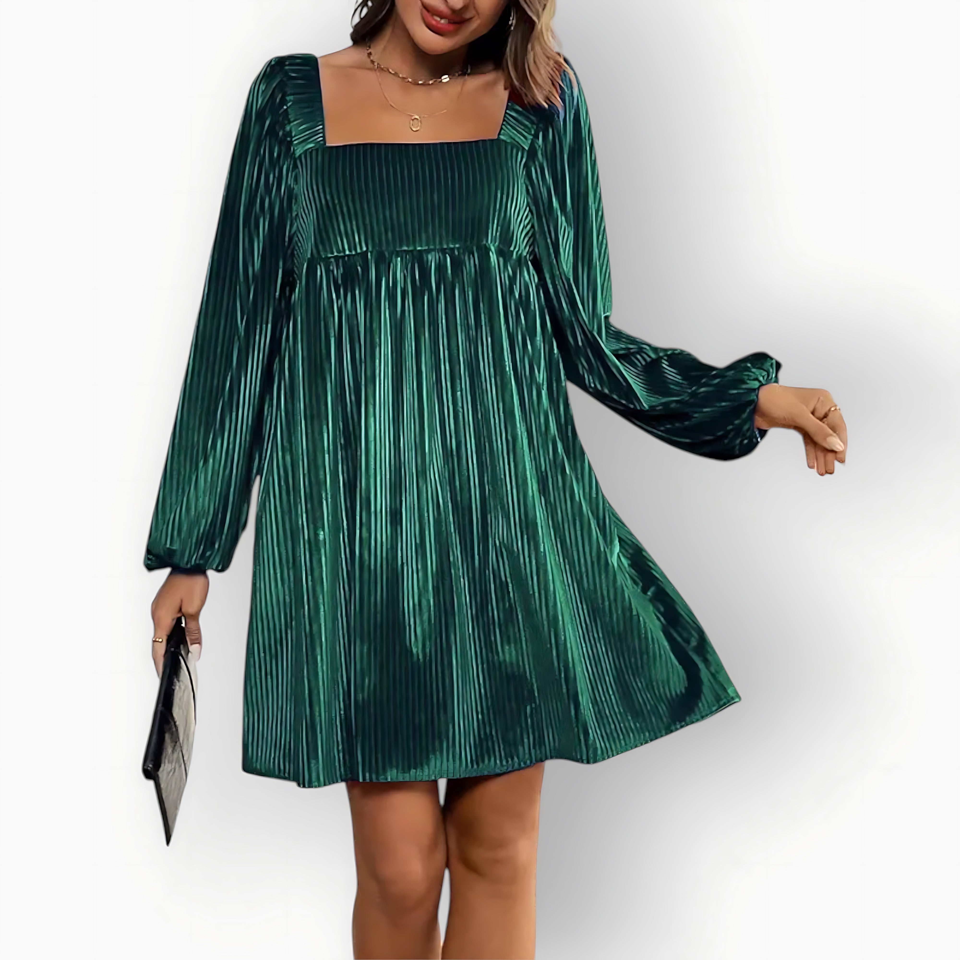 Florence – Velvet Puff Sleeve Babydoll Party Mini Dress