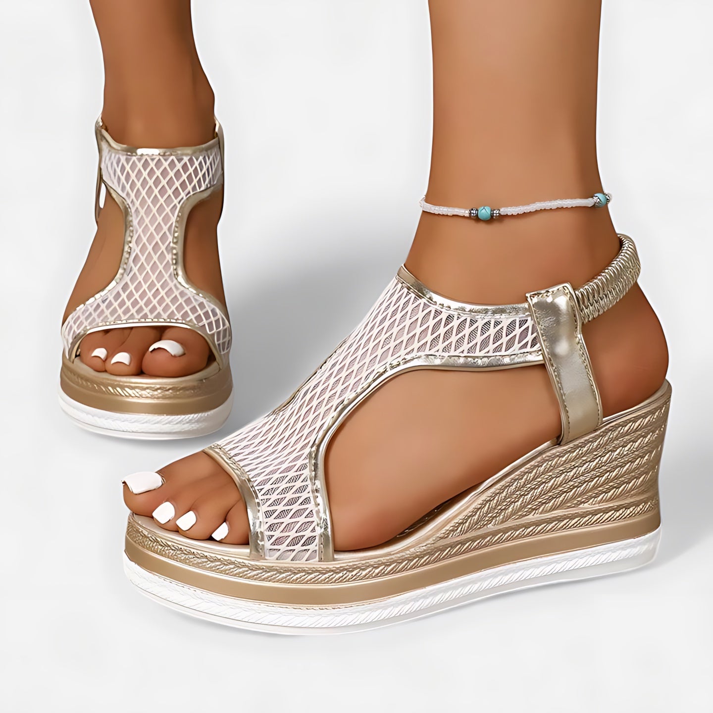 Genesis – Woven Ankle Strap Platform Wedge Sandals