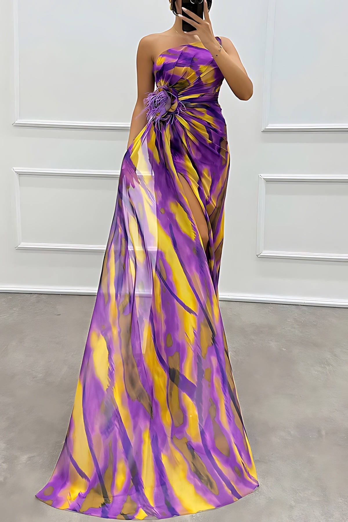 Grace – Chiffon One Shoulder Evening Maxi Dress