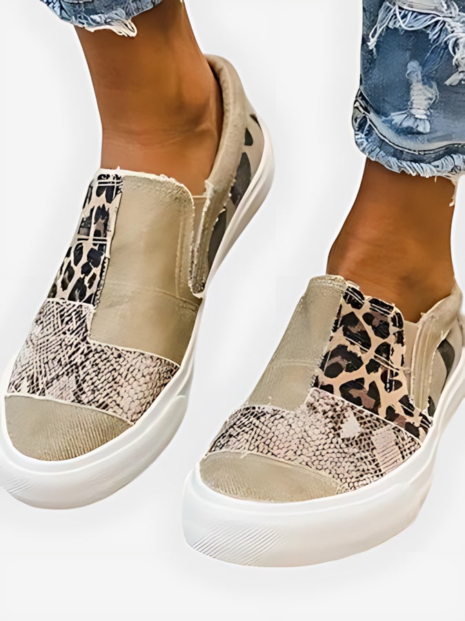 Harriet – Leopard Print Canvas Slip On Sneakers
