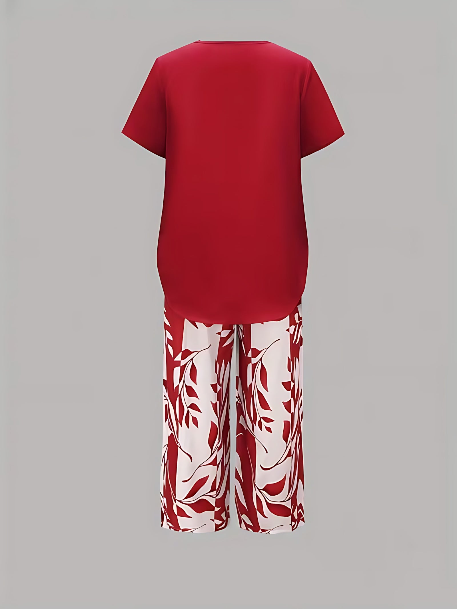 Harriet – Tunic Top and Leaf Print Cropped Pants Set
