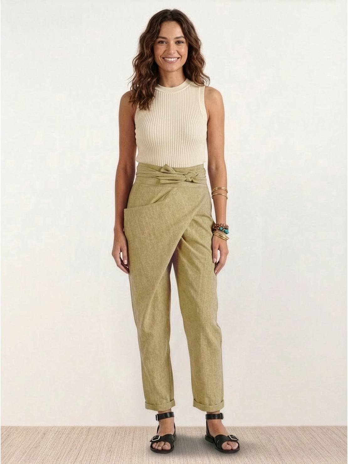 Savannah – Wrap Front Cropped Tapered Pants