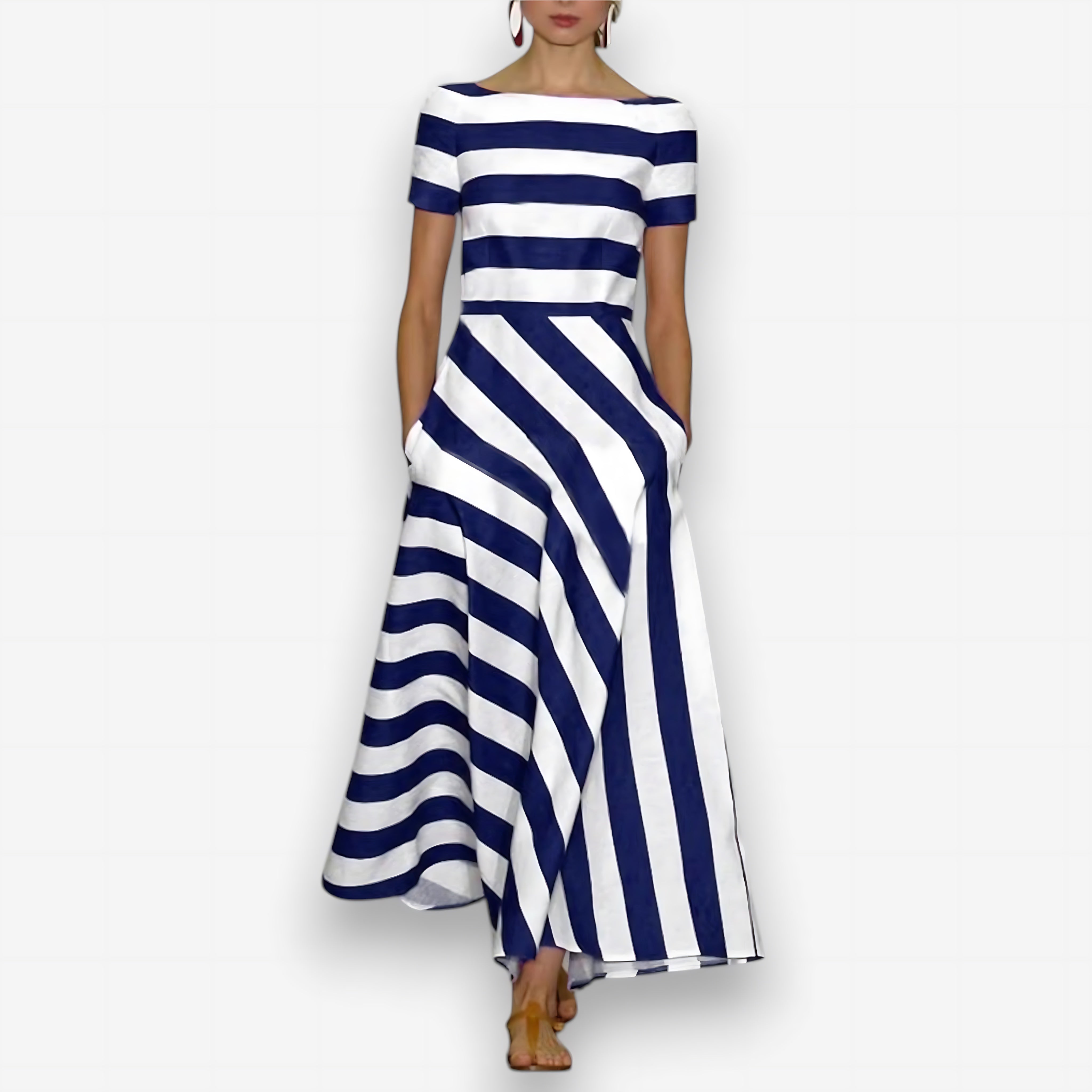 Magnolia – Striped Fit And Flare Midi Dress