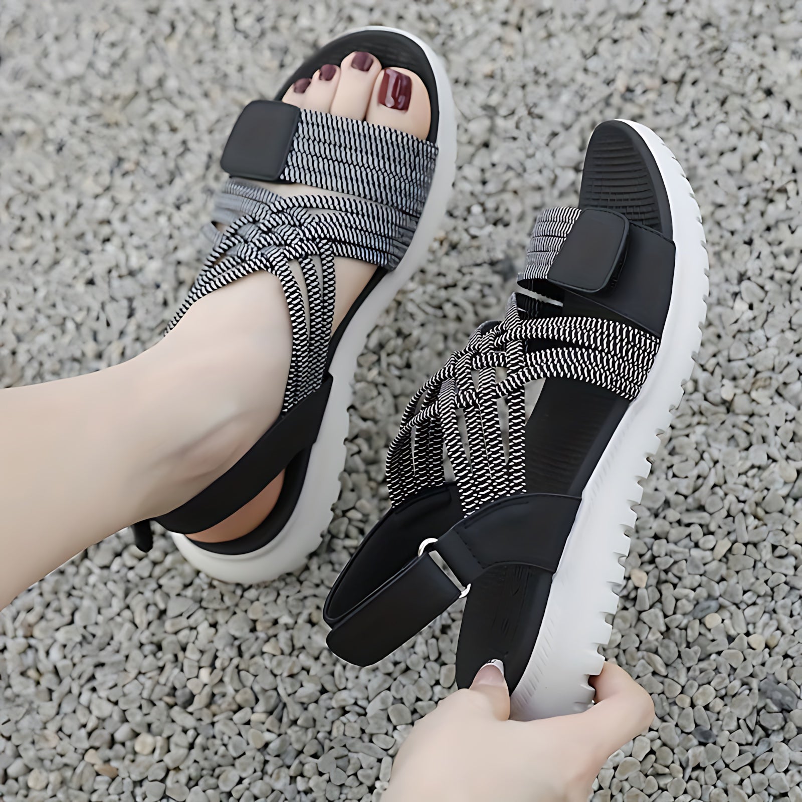 Nadia – Crisscross Strappy Sport Sandals