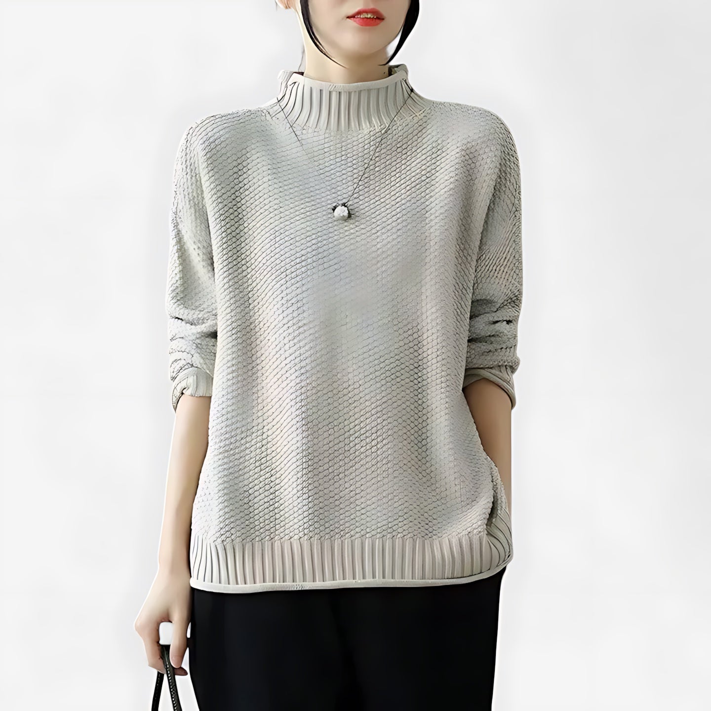 Natalie – Mock Neck Relaxed Knit Sweater