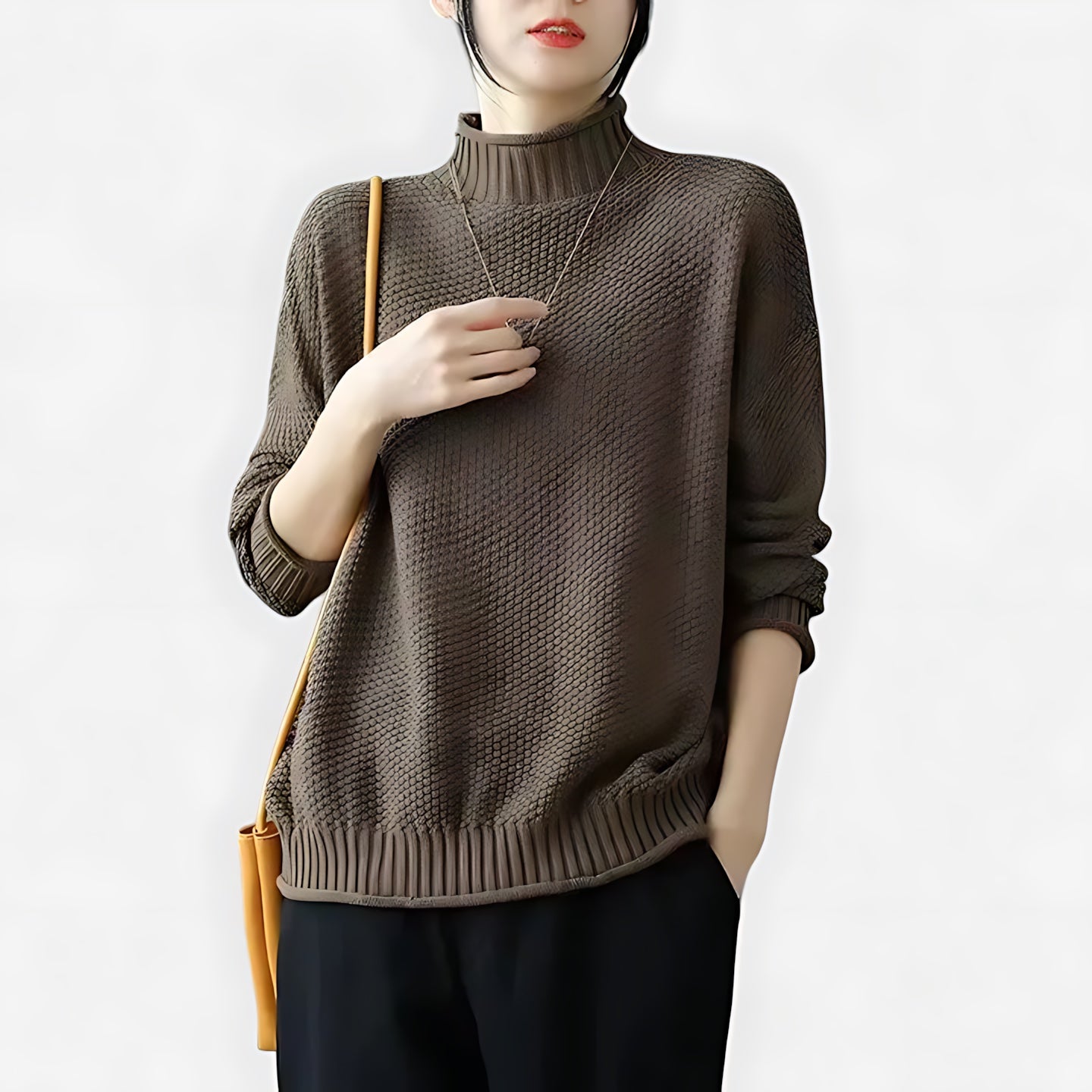 Natalie – Mock Neck Relaxed Knit Sweater
