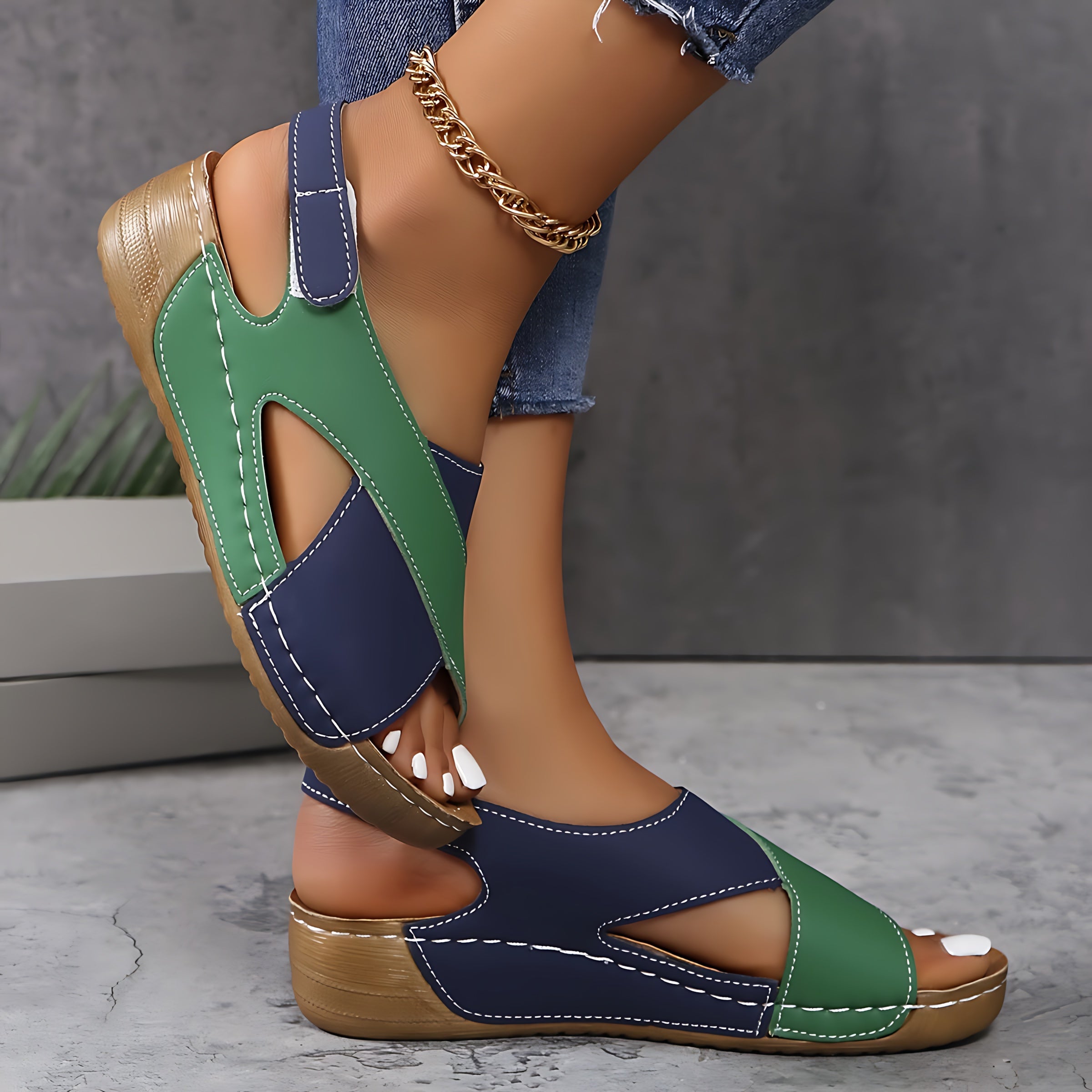 Quinn – Crisscross Ankle Strap Low Wedge Sandals