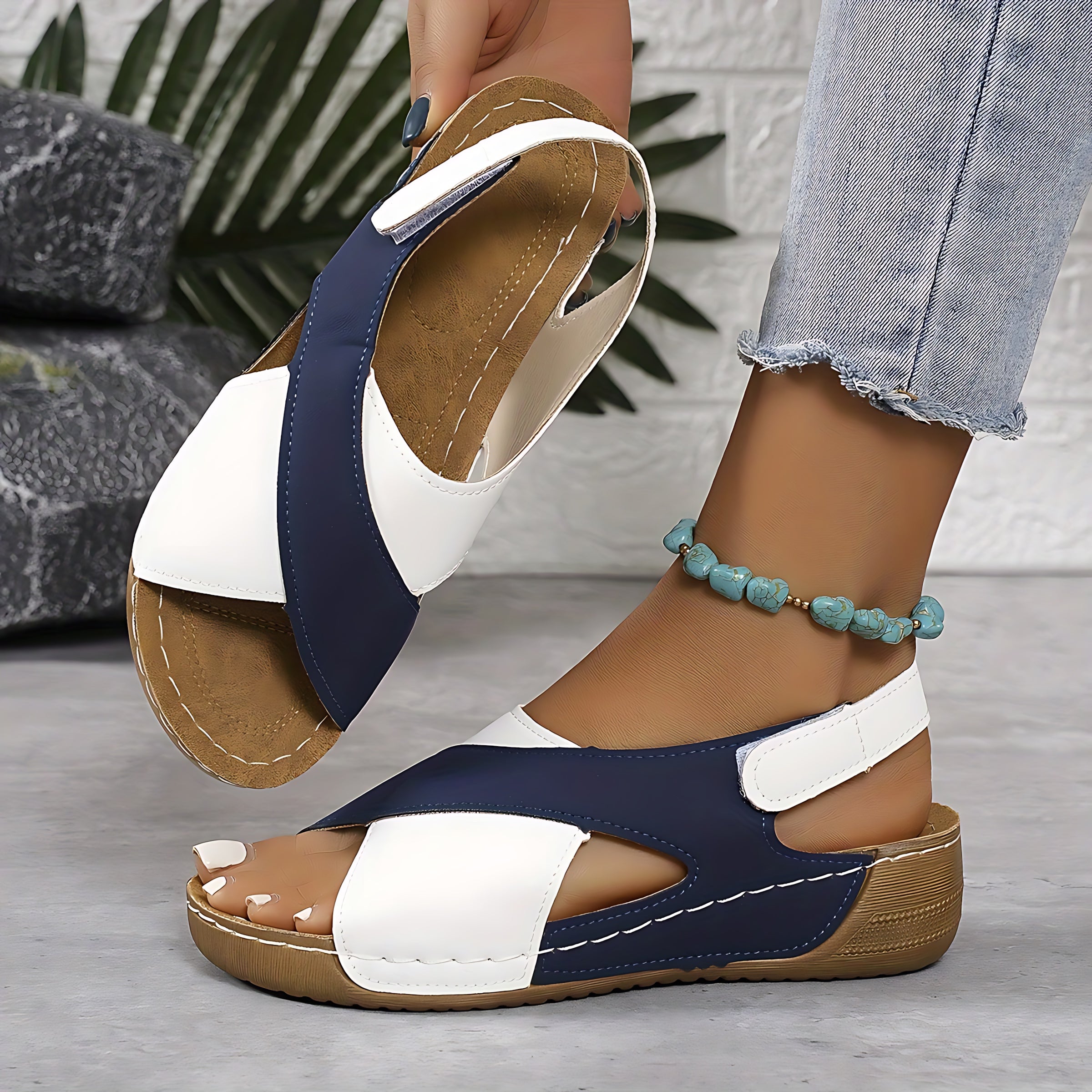 Quinn – Crisscross Ankle Strap Low Wedge Sandals