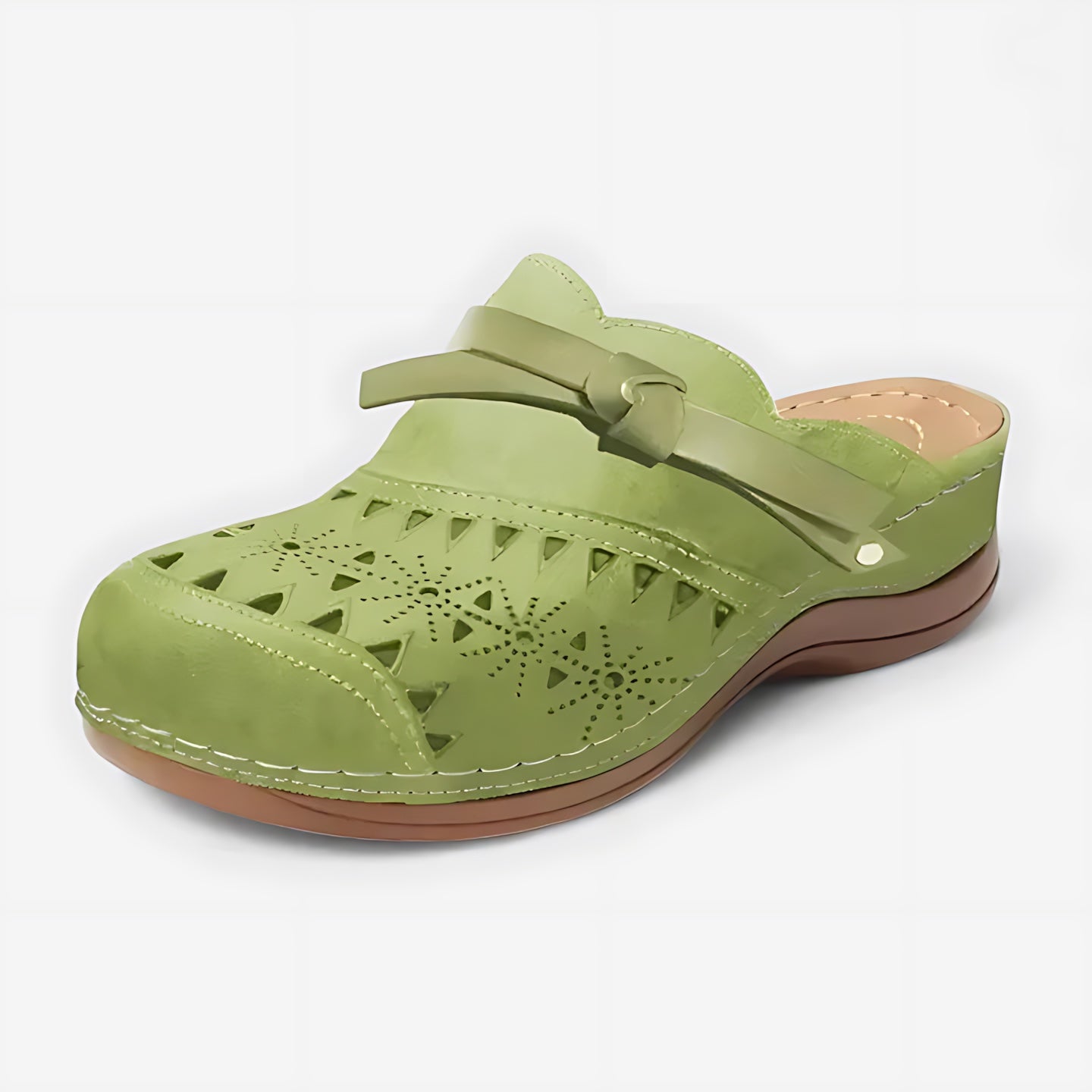 Sienna – Laser Cut Closed Toe Wedge Clogs
