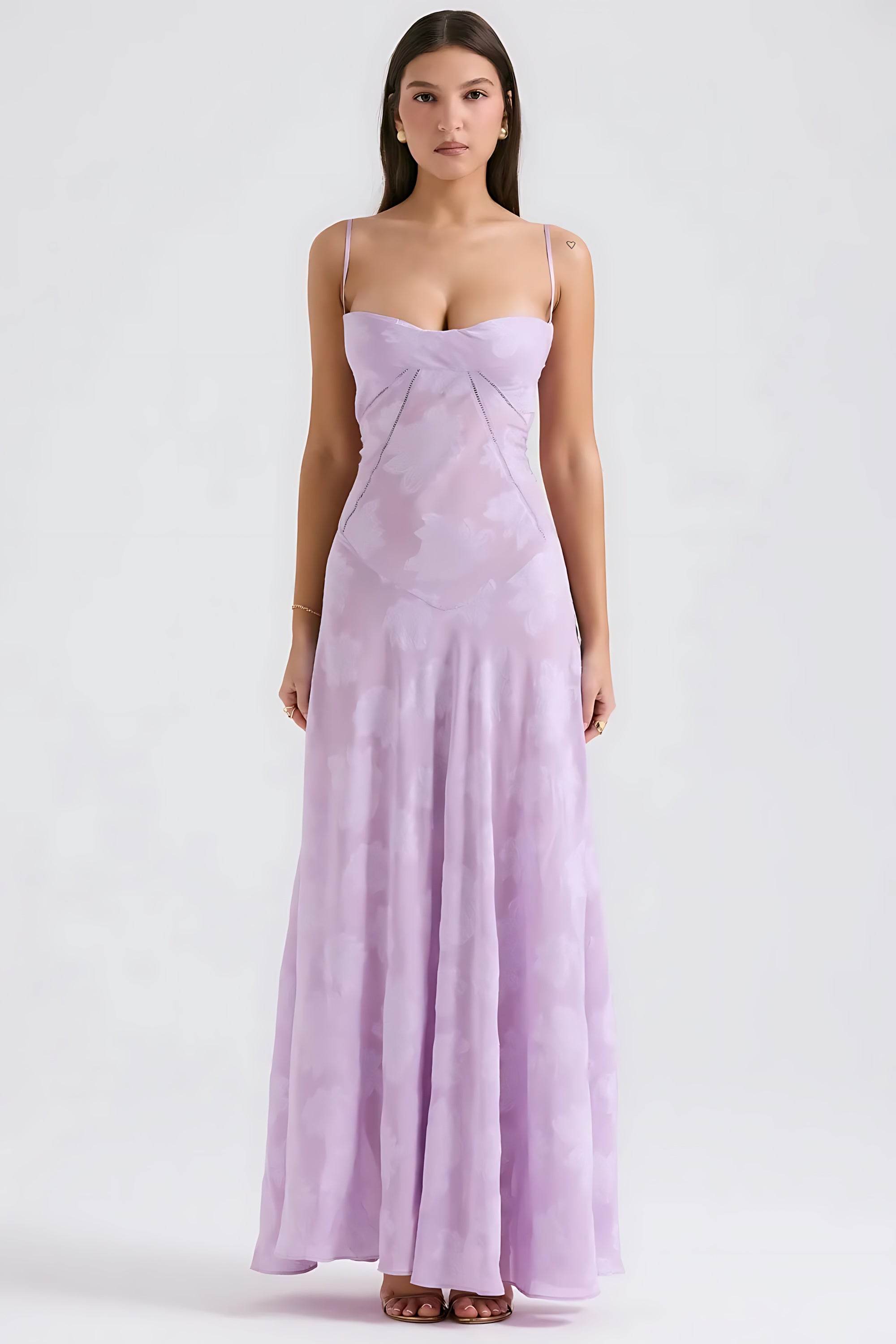 Sloane – Floral Lace Bustier Evening Maxi Dress
