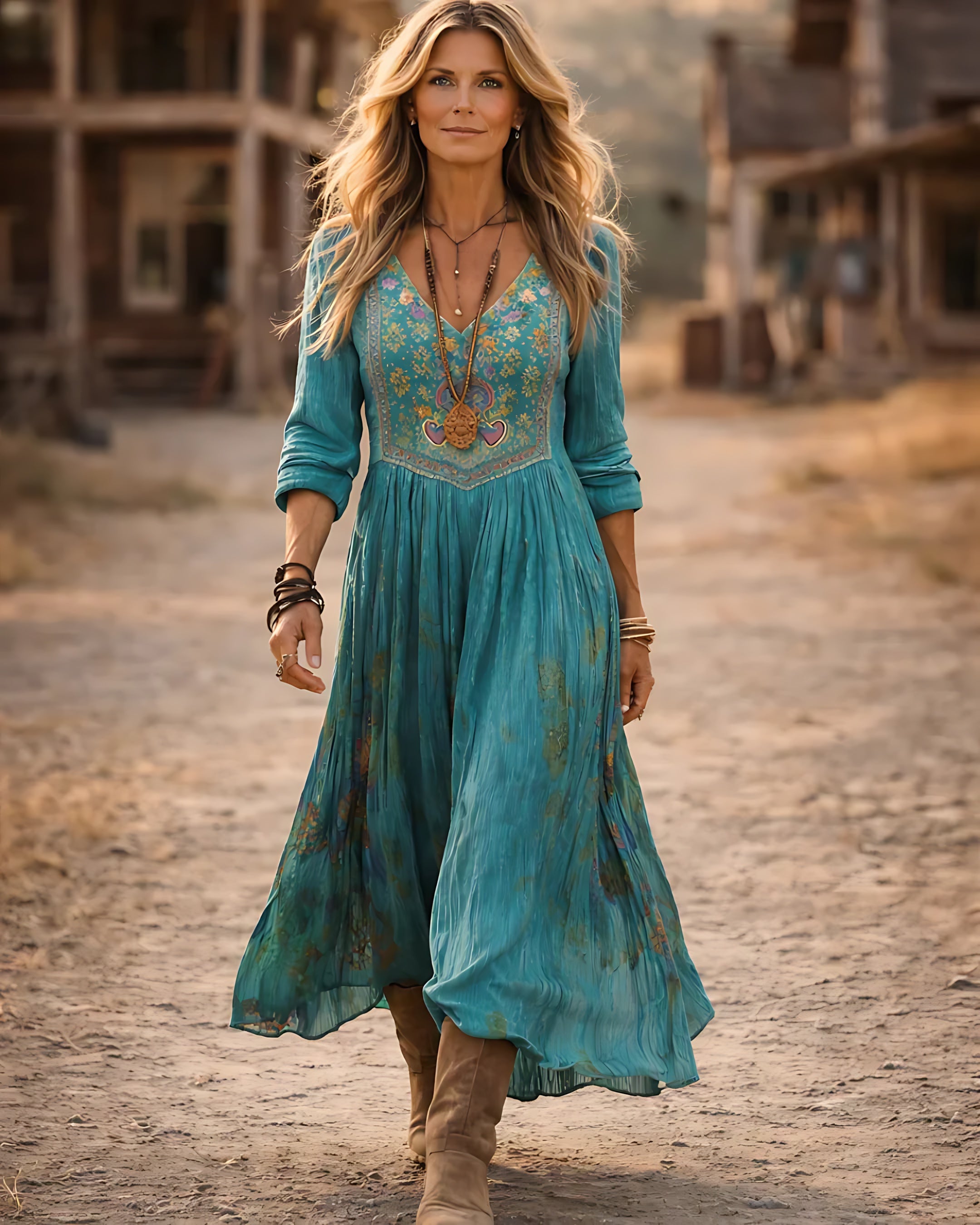 Sofia – Embroidered Boho Tiered Maxi Dress