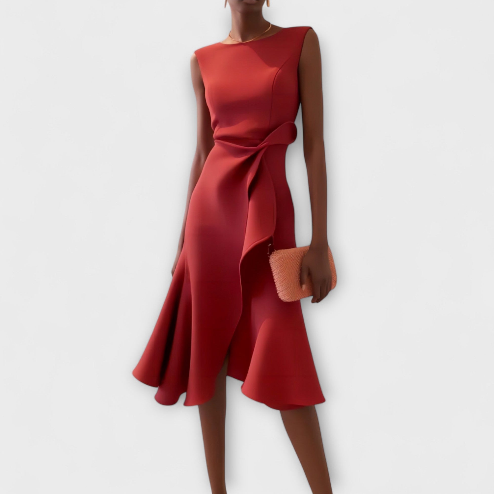 Genesis – Satin Draped Asymmetric Hem Cocktail Dress