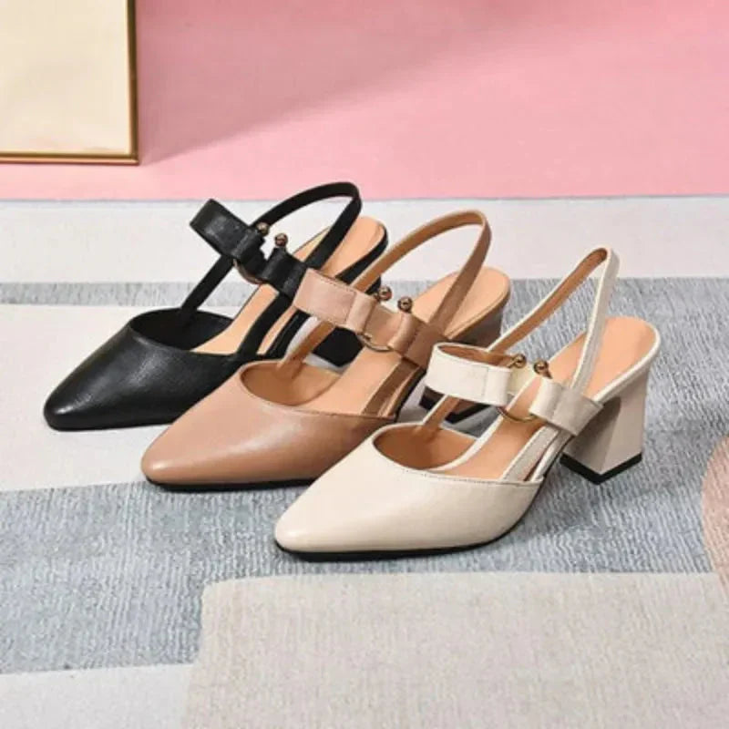 Lola – Pointed Toe Slingback Block Heel Pumps