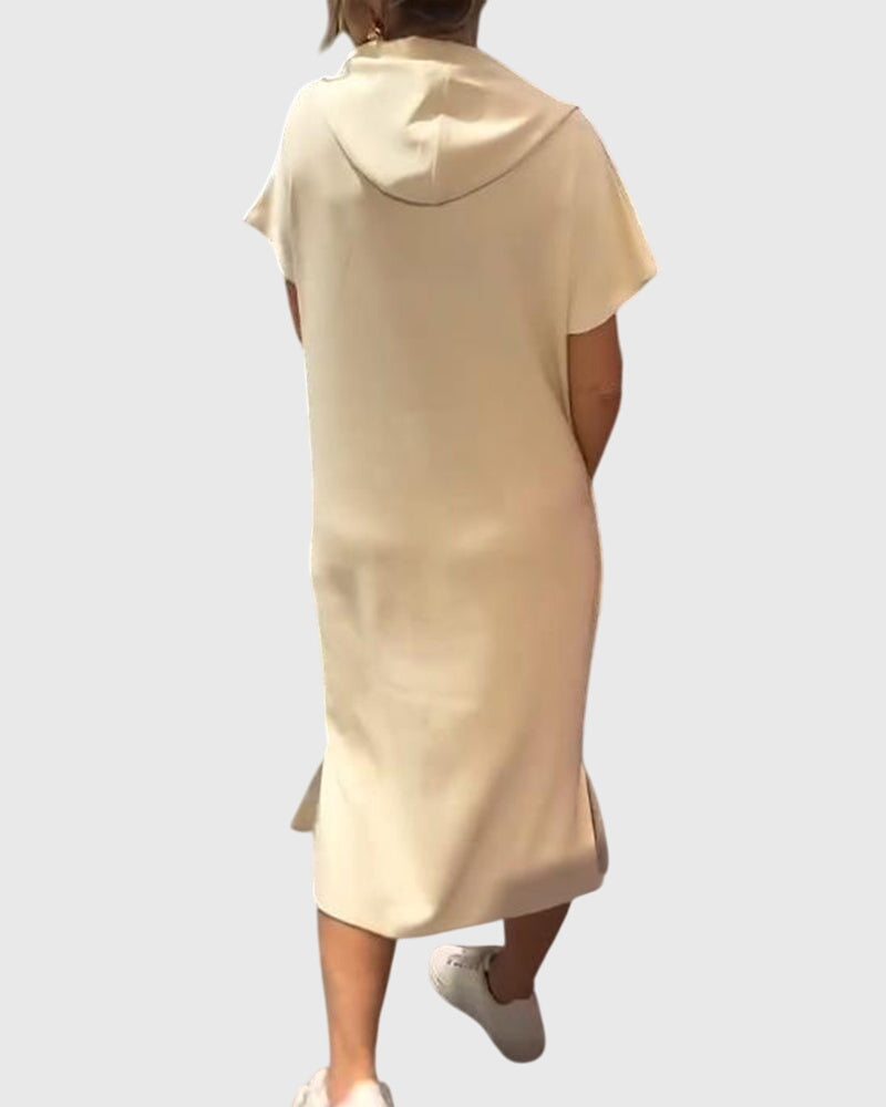 Stella – Short Sleeve Midi Hoodie Dress