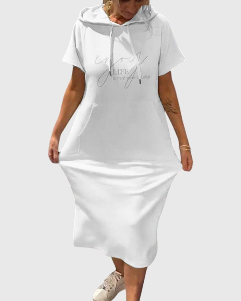 Stella – Short Sleeve Midi Hoodie Dress