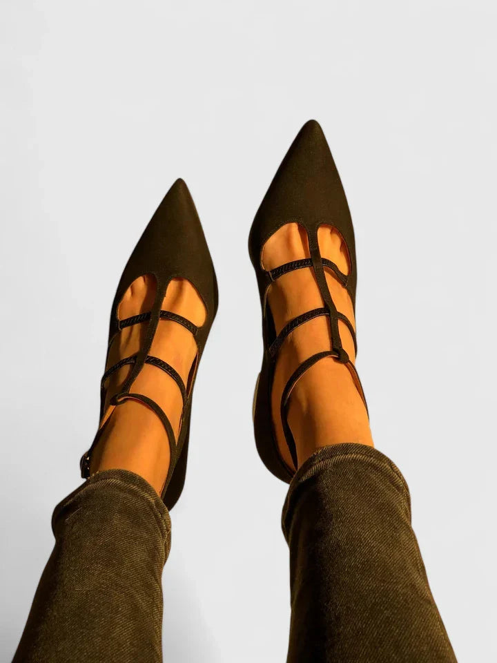 Amara – Crisscross Pointed Toe Kitten Heels