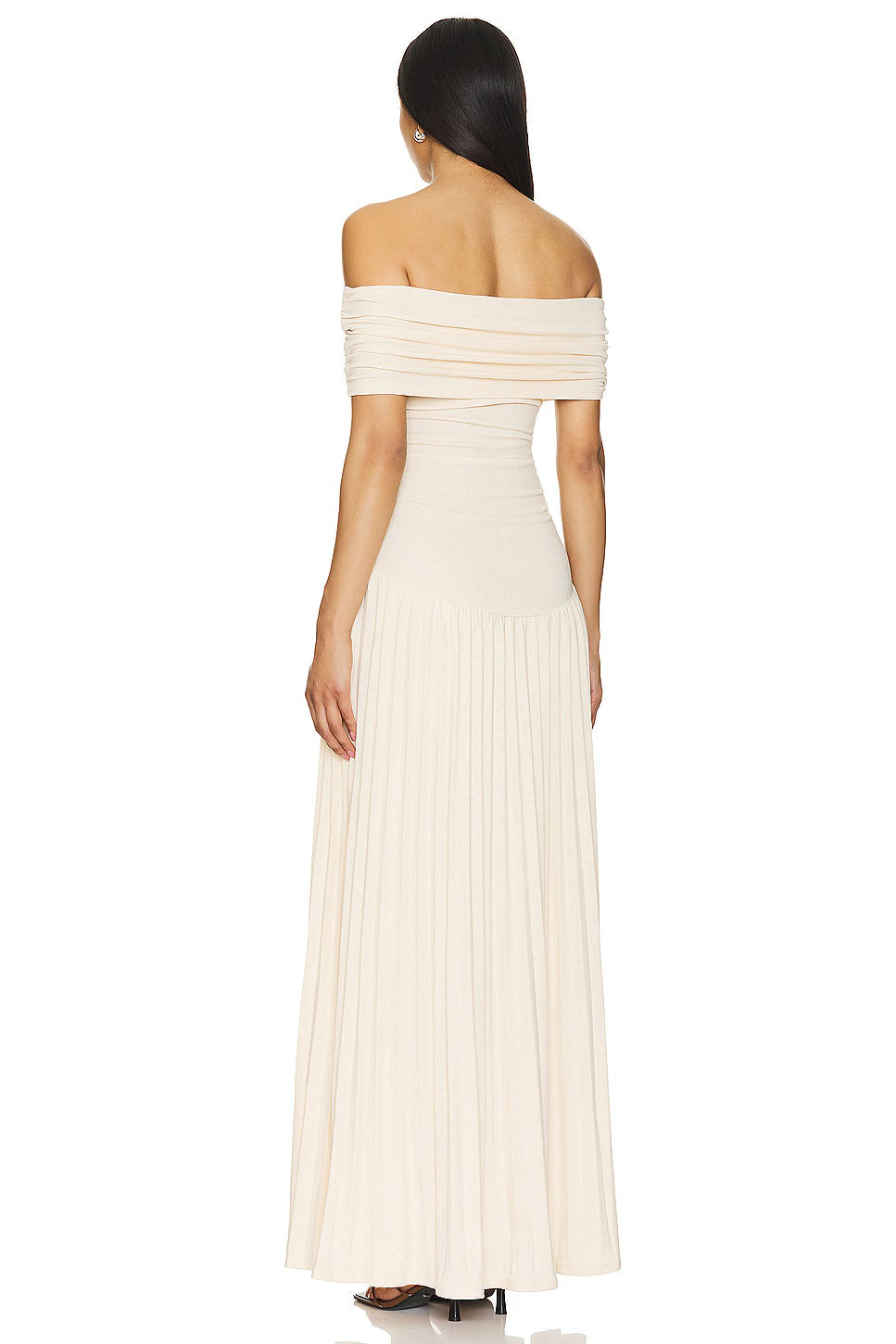 Amara – Off Shoulder Pleated Evening Maxi Dress