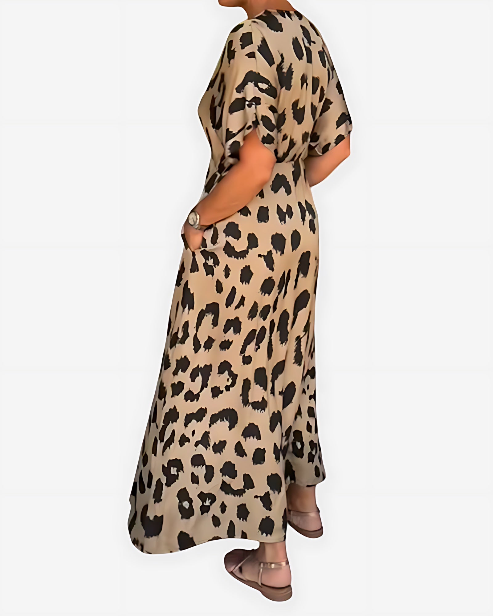 Amara – Leopard Print V Neck Flowy Maxi Dress