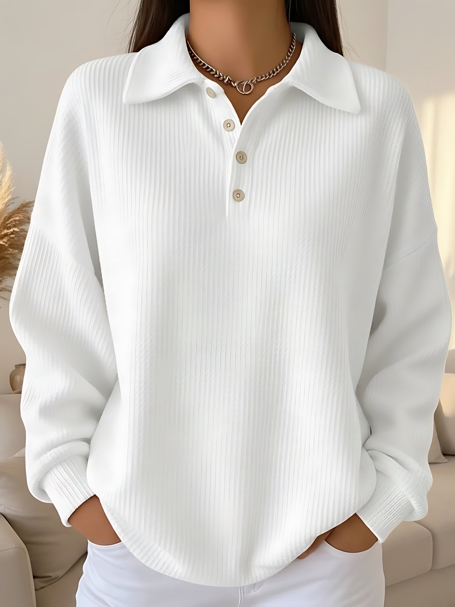 Audrey – Polo Collar Knit Sweater